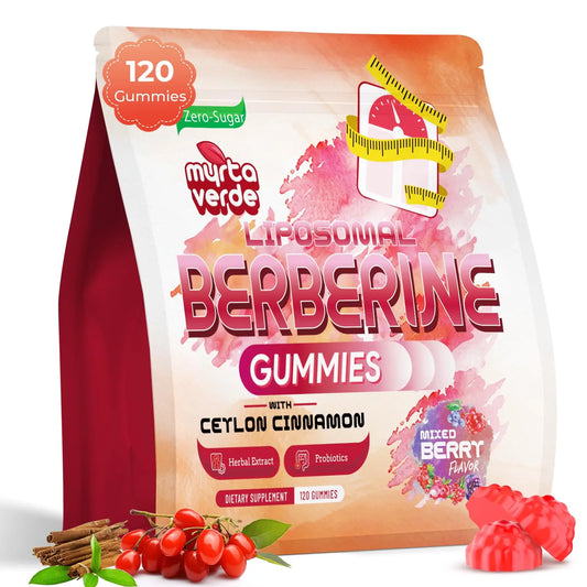 2000mg Liposomal Berberine Supplement Gummies | High Potency Berberine HCI Activates AMPK with Ceylon Cinnamon | Advanced Absorption | Zero Sugar Mixed-Berry | 120 Count MyrtaverdeAu supplements