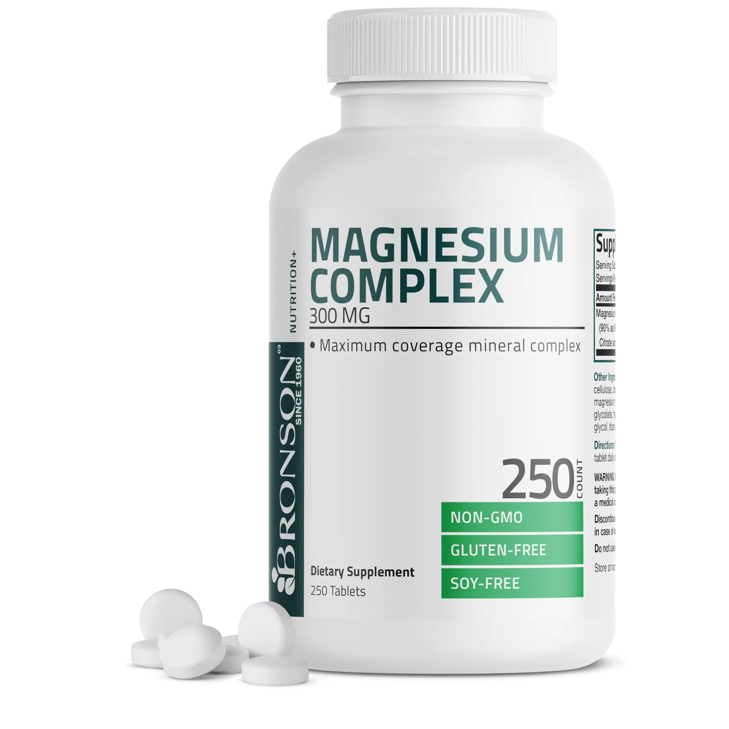 Bronson Triple Magnesium Complex Maximum Coverage 300mg - Non-GMO Formula, 250 Tablets Bronson Au supplements