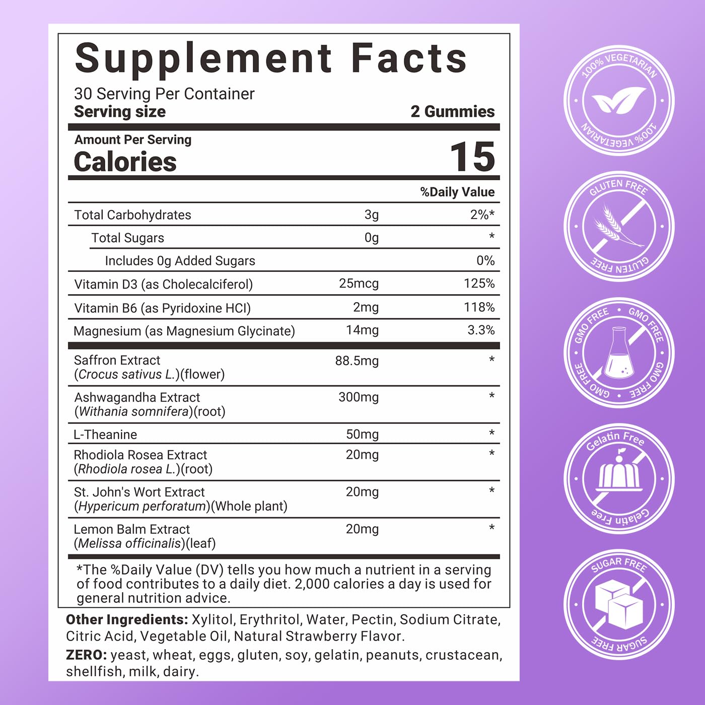 Svovita Saffron Supplements Gummies with Saffron Extract, Sugar Free 60 Count Svovita Au supplements