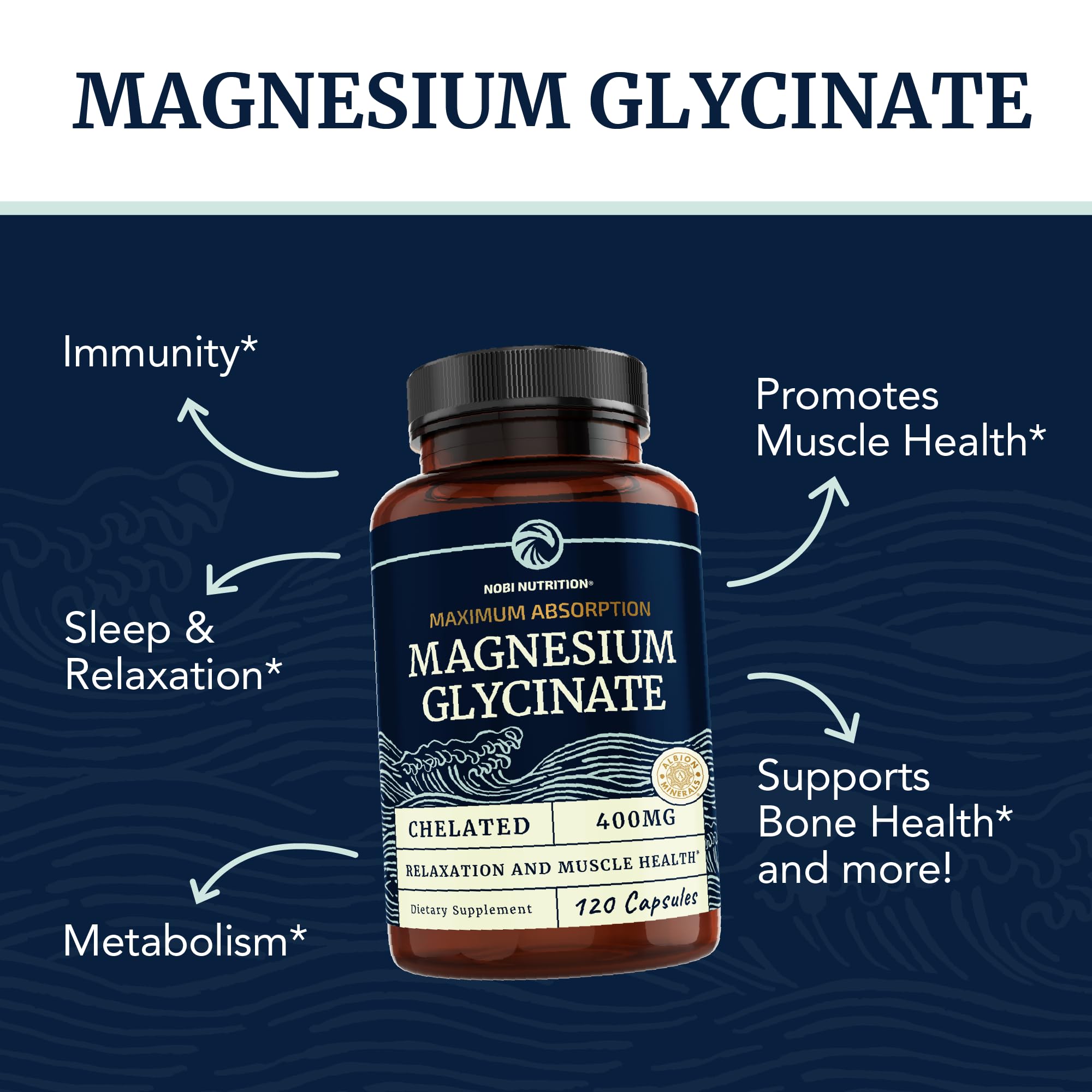 Magnesium Bisglycinate 400mg | Chelated Bisglycinate for Muscle Relaxation, Bones Nobi Nutrition Au supplements