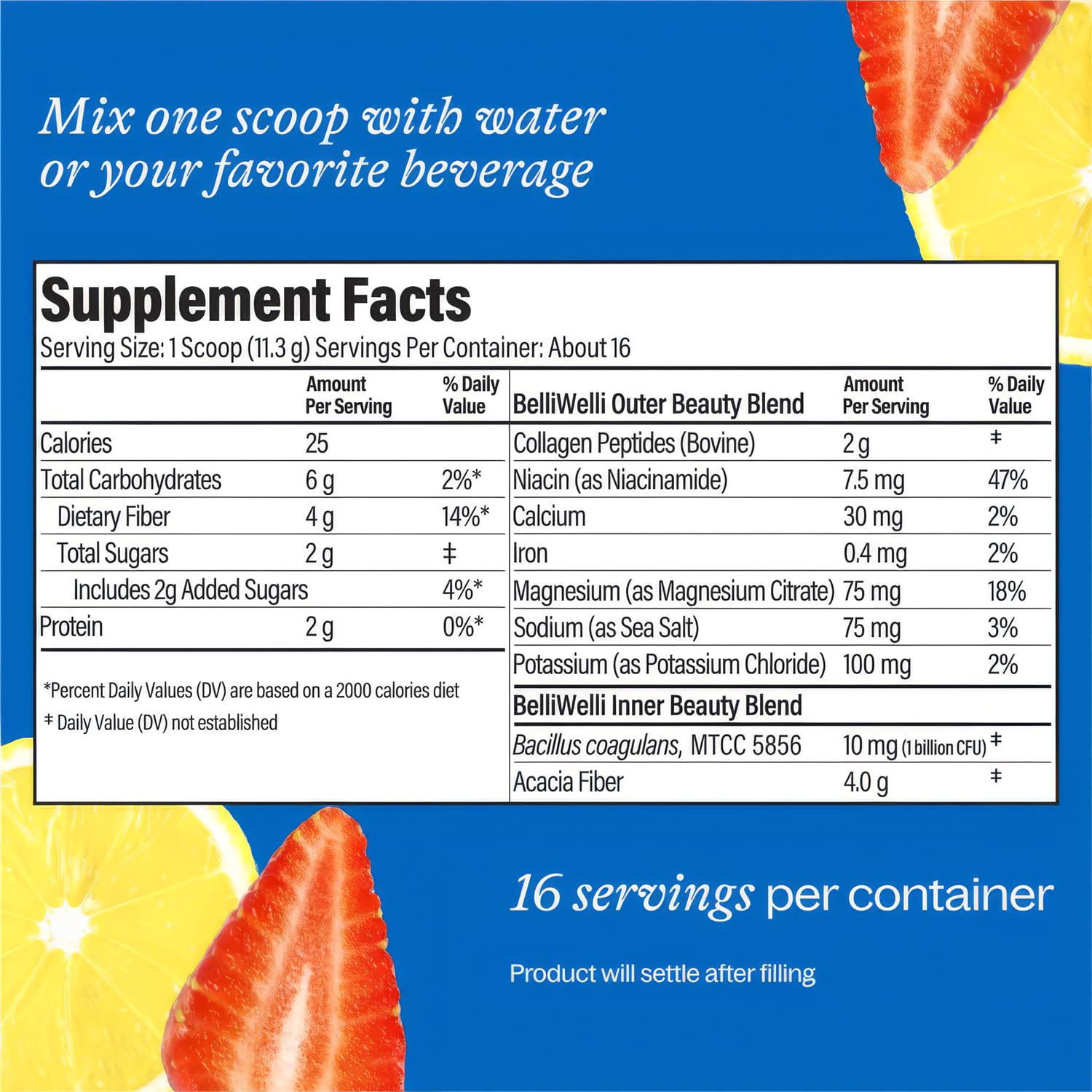 BelliWelli Fiber Supplement for Women & Men Premium Daily Fiber Powder from Organic Acacia with Added Collagen Electrolytes & Probiotics No Bloat Constipation & Gut Health Support(Strawberry Lemonade) Belli Welli Au supplements