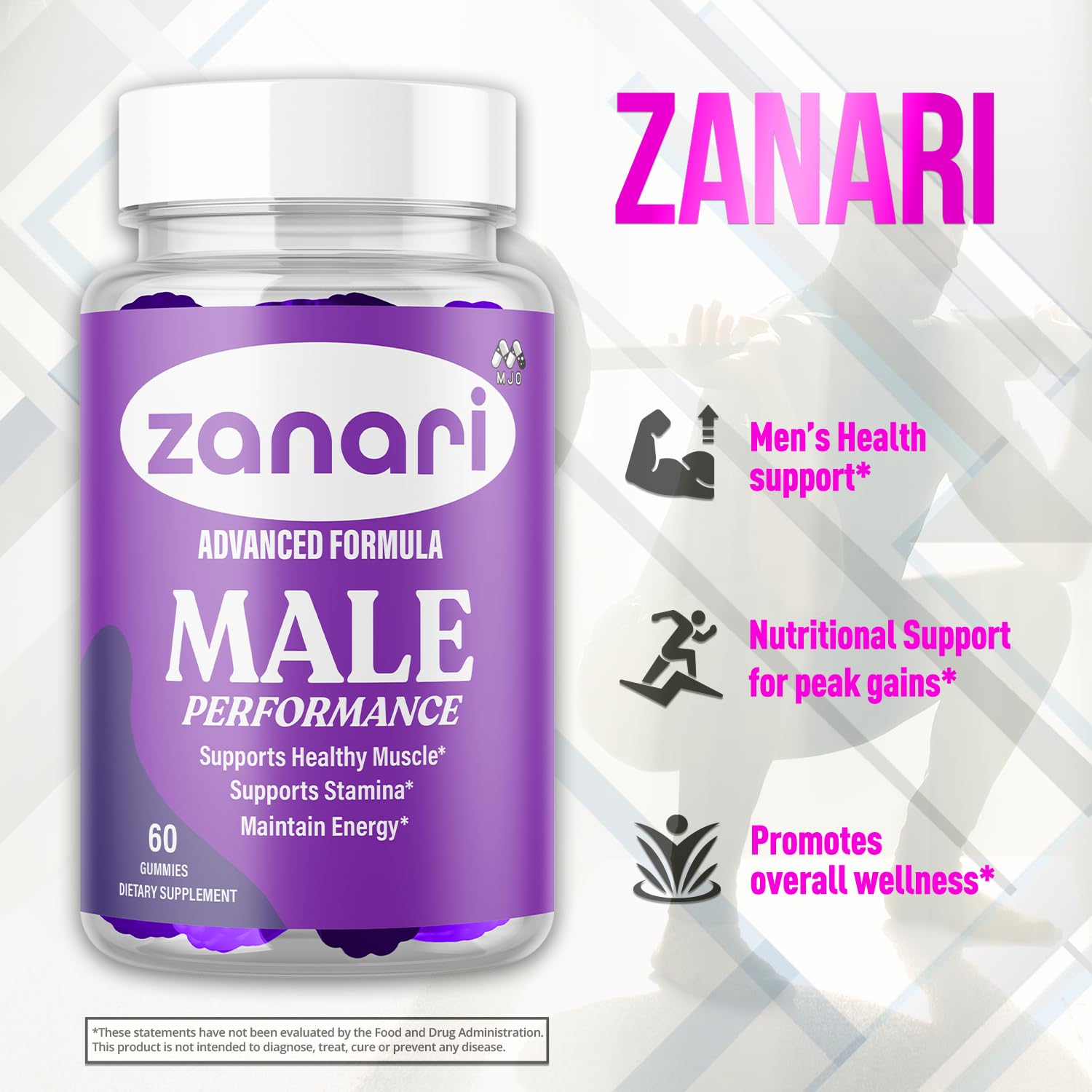 Zanari Gummies, Official Zanari Gummys for Men with All Natural Ingredients, Advanced Formula for Optimal Health & Total Wellness Support with Maximum Strength Active Lifestyle Vitamins (60 Gummies) MJO Au supplements