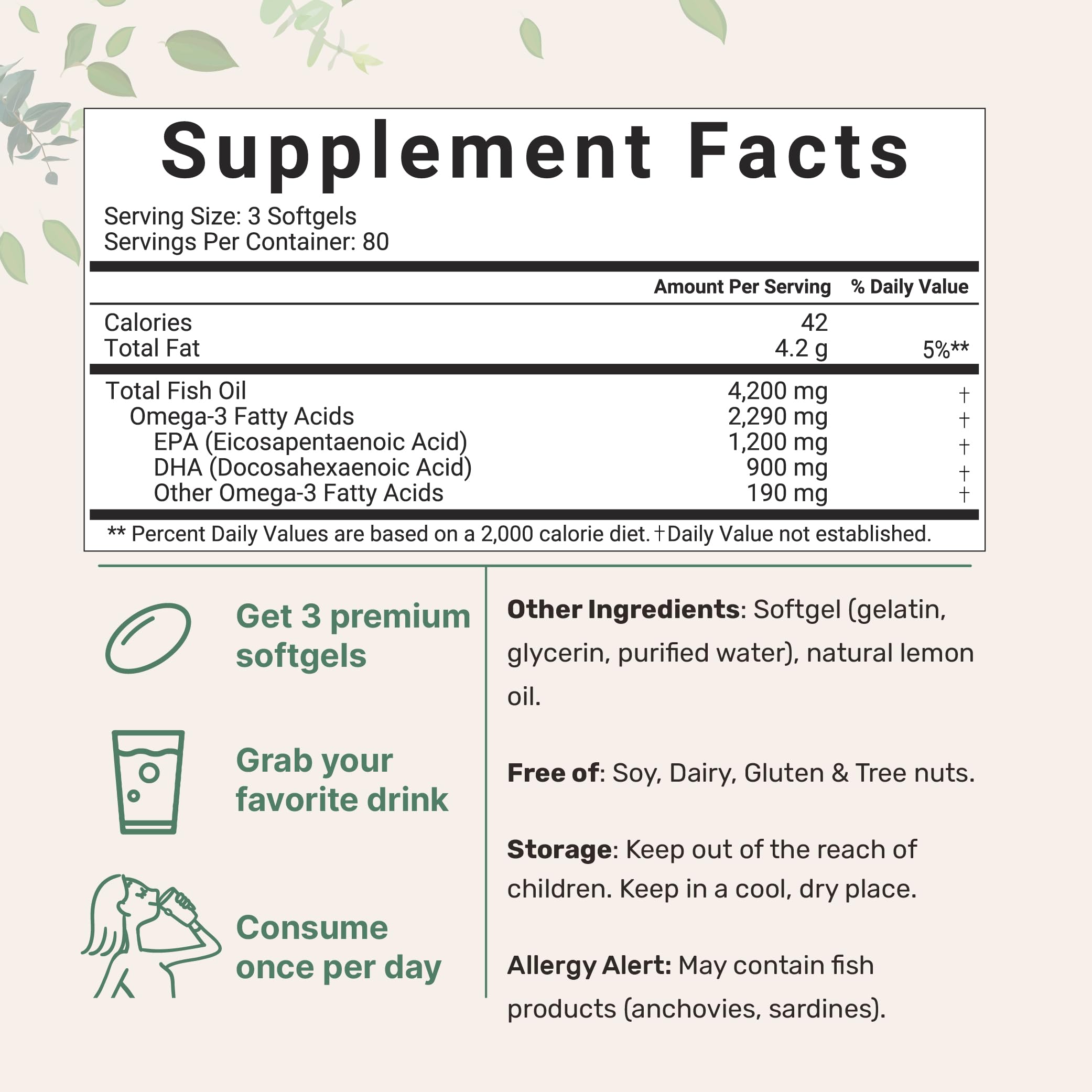 Triple Strength Omega 3 Fish Oil Supplements 4200mg Per Serving, 240 Softgels Micro Ingredients Au supplements