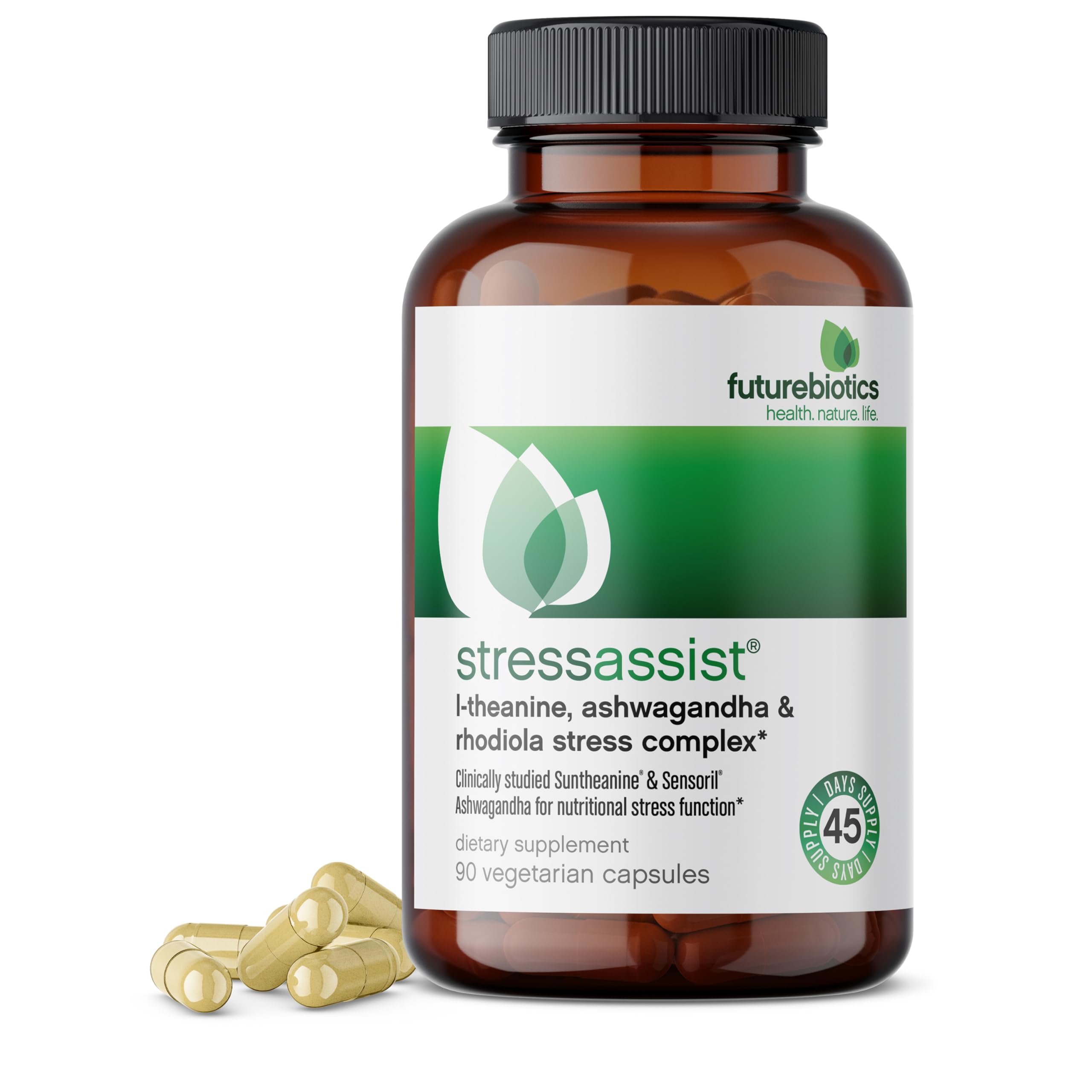 Futurebiotics Stressassist L-theanine Ashwagandha and Rhodiola Rosea Stress Complex - Natural Nutritional Stress Function, 90 Vegetarian Capsules Futurebiotics Au supplements