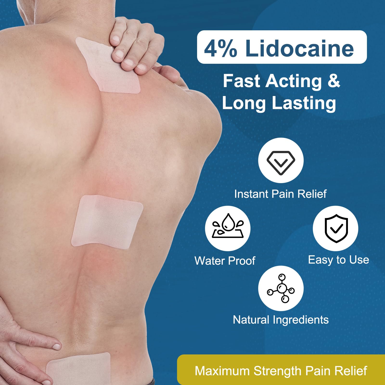Teemofe 4% Lidocaine Pain Relief Patches – Maximum OTC Strength, Fast-Acting Targeted Relief, 30 Count, for Muscle & Joint Discomfort - 589 Teemofe Au supplements