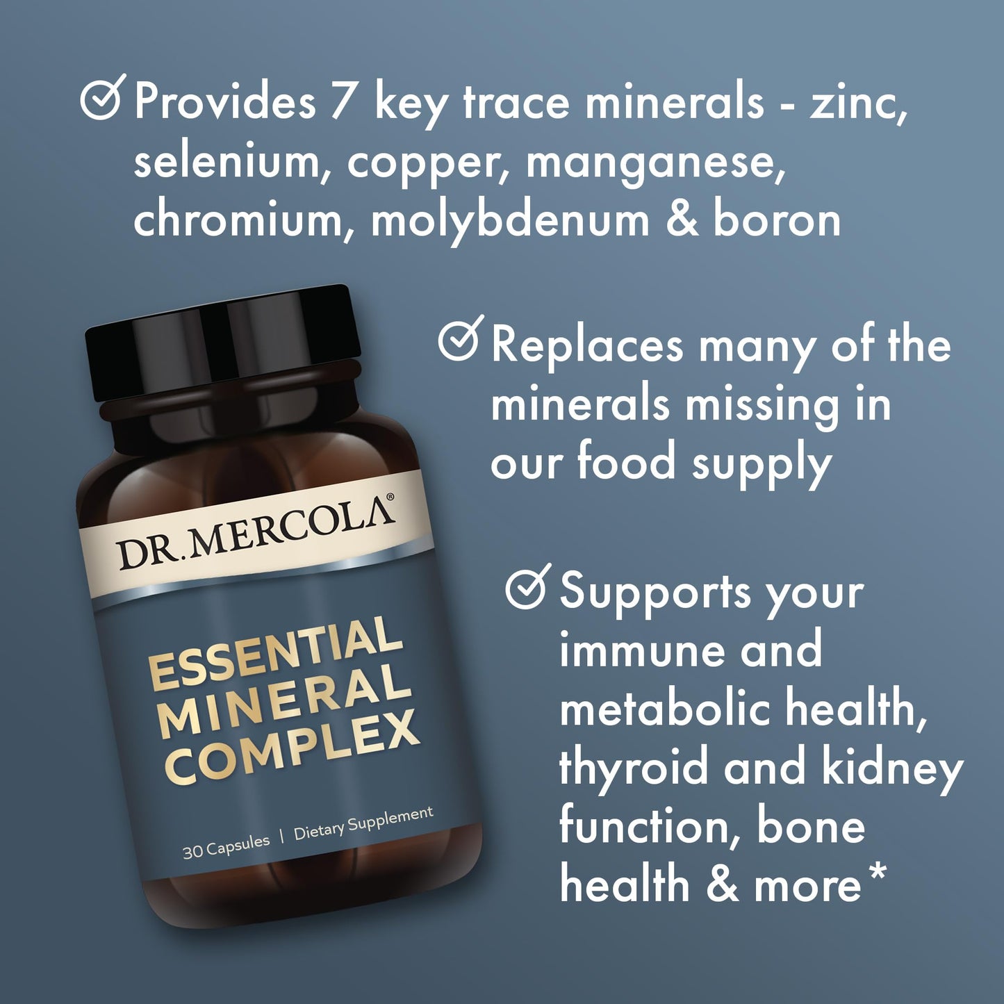 Dr. Mercola Essential Mineral Complex - Supports Cellular Health & Vital Functions - Zinc, Selenium, Copper, Manganese, Chromium, Molybdenum, Boron - 30 Capsules Dr. MercolaAu supplements