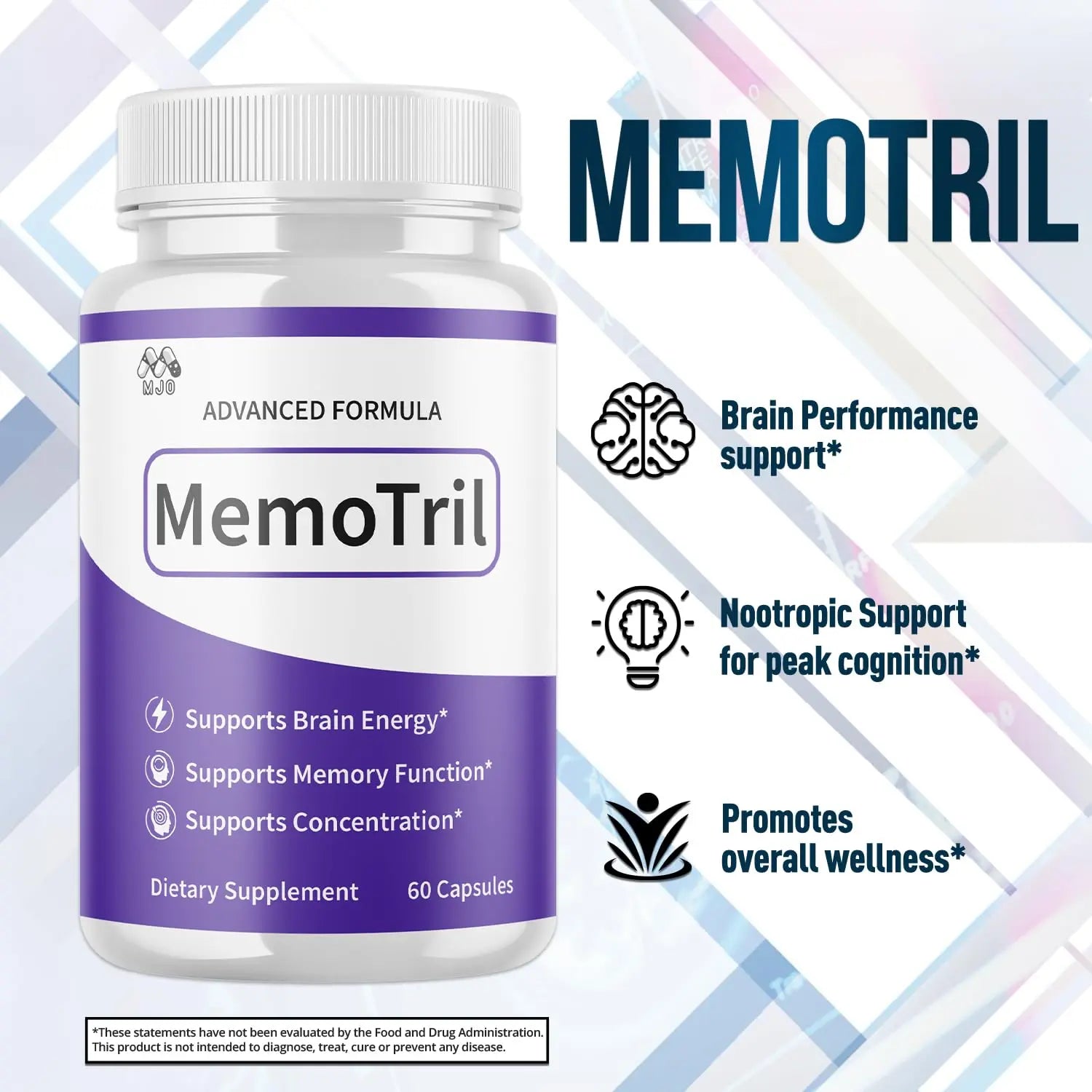 (3 Pack) Memotril Capsules, Official Memo Tril Supplement Pills with All Natural Ingredients, Advanced Memotril for Brain Health & Wellness Support with Premium Vitamins for Women & Men (180 Capsules) MJO Au supplements