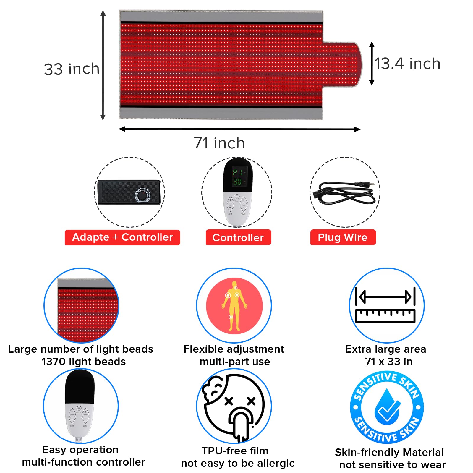 Near Infrared Light Therapy Blanket for Full Body, 1370pcs 660nm & 850nm LED Light Therapy Device Rutollmit Au supplements