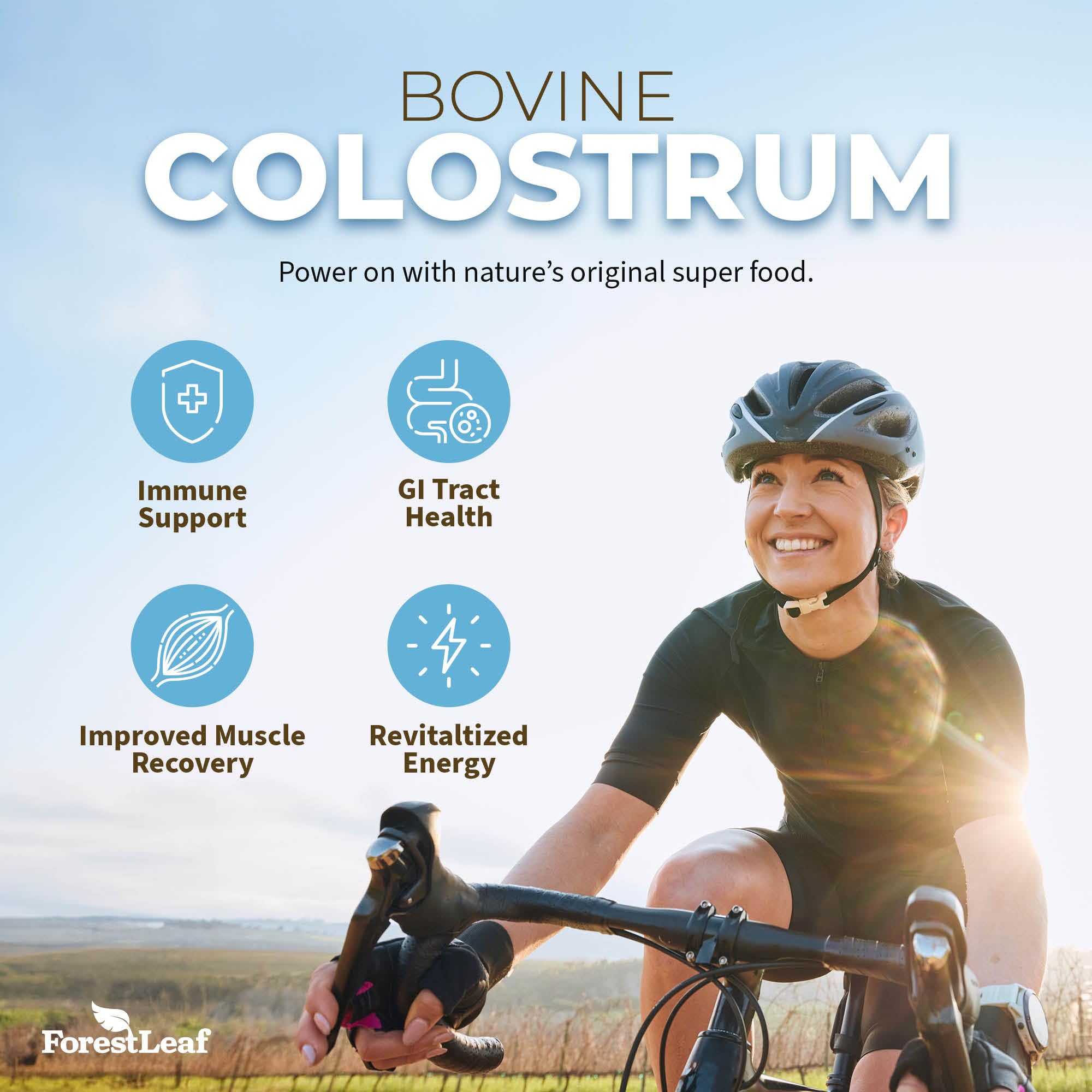 ForestLeaf Colostrum Powder 50% IgG Highest Pure Concentration, Grass Fed Colostrum Supplement for Gut Health, Immune Support and Muscle Recovery, Bovine Colostrum for Humans, Unflavored, 45 Servings ForestLeaf Au supplements