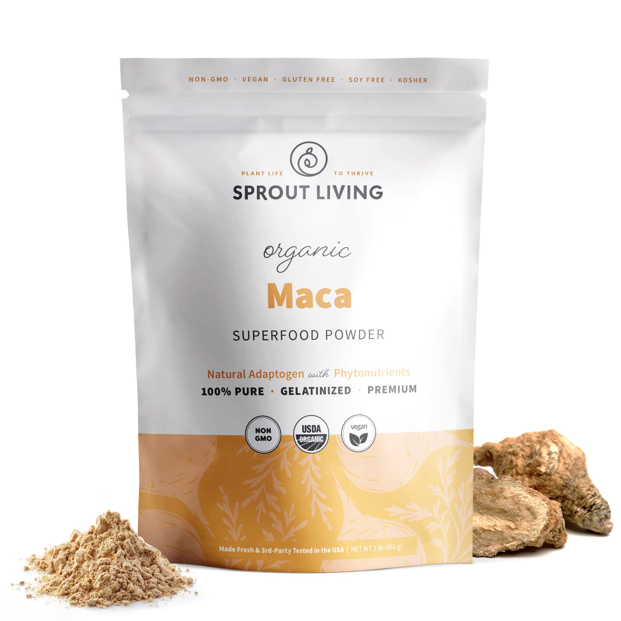 Sprout Living Organic Gelatinized Maca Root Powder, Superfood, Adaptogen, 1 lb Sprout Living Au supplements