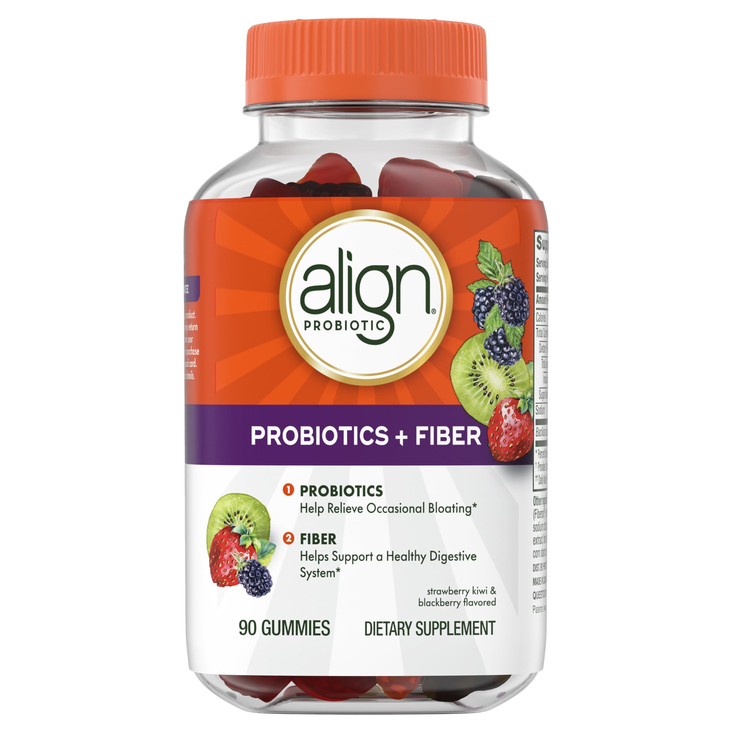 Align Probiotic, Probiotics + Fiber Gummies, Probiotics Help Relieve Occasional Bloating*, Fiber Helps Support a Healthy Digestive System*, #1 Doctor Recommended Probiotic Brand‡, 90 Gummies Align Au supplements