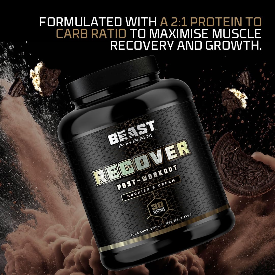 Beast Pharm | Recover Whey Protein Powder | 2.4kg/30 Servings | Cookies & Cream Beast Pharm Au supplements
