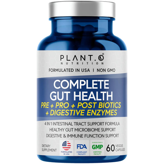 4-in-1 Prebiotic Probiotic & Postbiotic for Women & Men, Complete Gut & Digestive Support Supplement, Pre Post Probiotics & Digestive Enzymes 60 Capsules PLANT.O NUTRITIONAU supplements