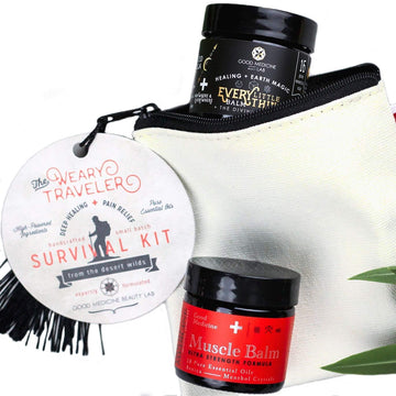 The Weary Traveler - Muscle Balm and Every Little Thing Balm, The On The Go Kit to Help with Sore Aching Muscle and Joints, Help Dry, Cracked Skin, Soften Caulloused Hands and Feet (1 oz.) GOOD MEDICINE INTUITIVE SKINCARE Au supplements