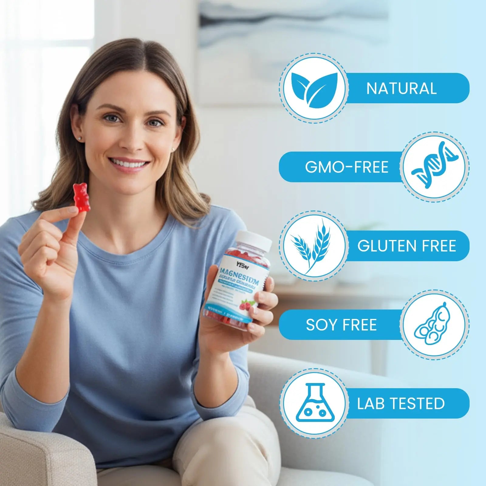 Magnesium Complex Gummies 8 Elemental 1000mg - Magnesium Glycinate, Citrate, Malate, Taurate, Supports Bones, Muscle, Nerve Health, for Women & Men, Vegan Non-GMO, Raspberry Flavor, 60 Count YXSW Au supplements