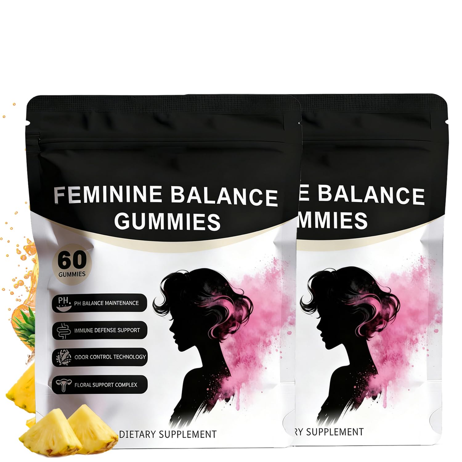Pineapple Feminine Balance Gummies with Probiotics | Support for pH Balance & Freshness | Daily Intimate Wellness Support | Sugar-Free, Vegan | 60 Count (2) Nuora Balance Au supplements