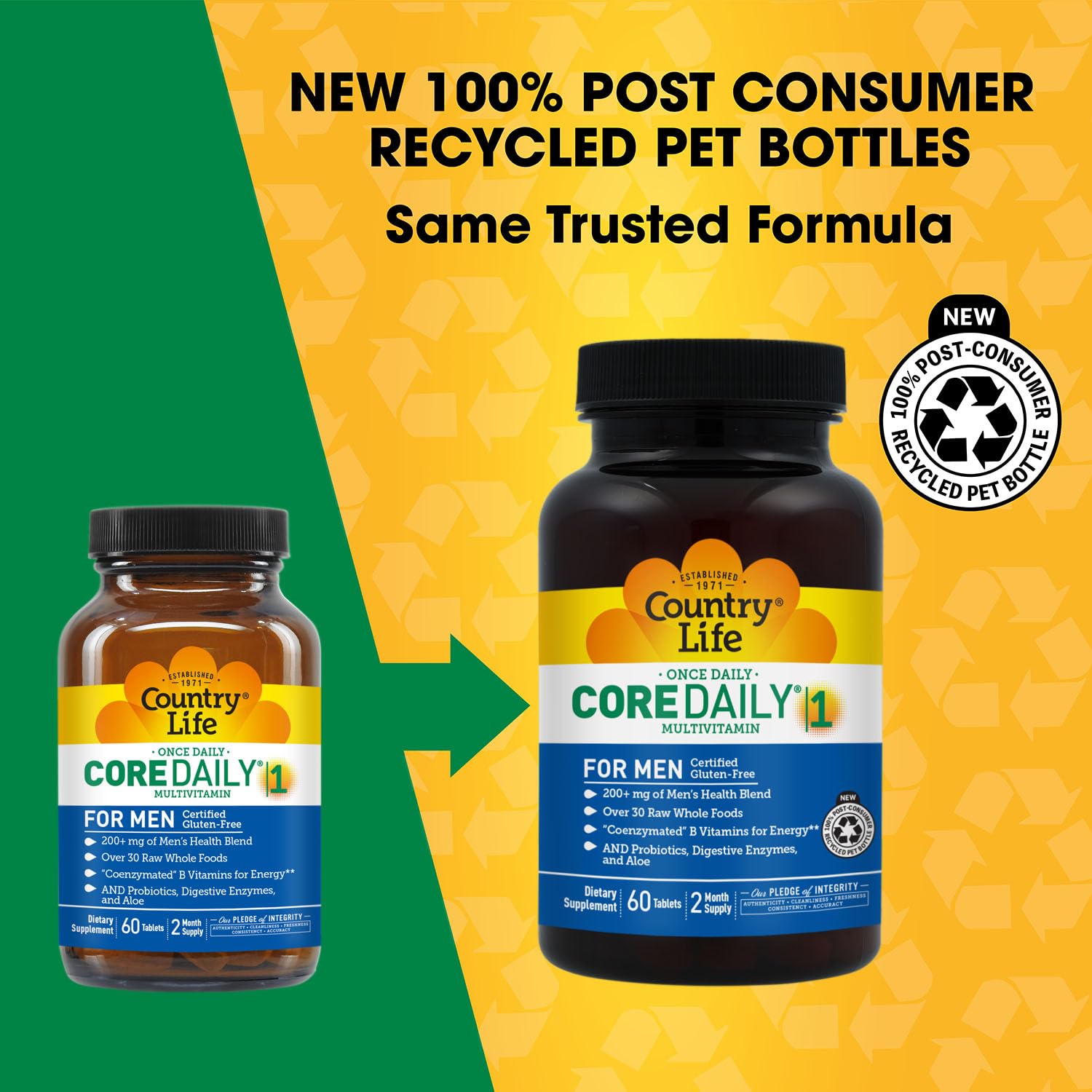 Country Life Core Daily-1 for Men - Multivitamin with Probiotics, Saw Palmetto, Pumpkin Seed Extract, and Coenzymated B Vitamins - Gluten-Free and Vegetarian - 60 Tablets Country Life Au supplements