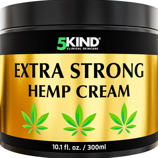 5kind Extra Strong Hemp Cream 10.1 fl oz - Maximum Strength - Natural Topical Cream - Muscle Rub for Lower Back, Joints, Neck, Knees, Shoulders 5kind clinical skincareAU supplements
