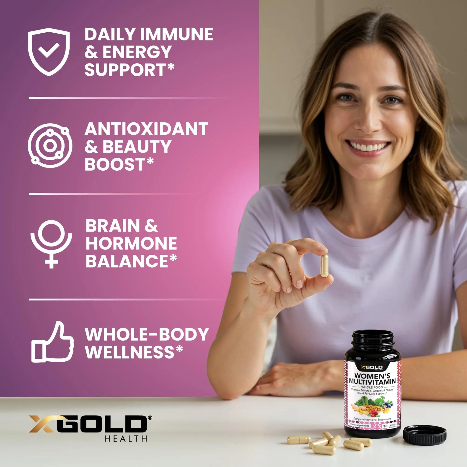 Vegan Women's Daily Multivitamin 50 Plus with Organic WholeFood Based Natural Ingredients, Ginger, Maca, Multi-Vitamin B Complex & More X Gold Health Au supplements