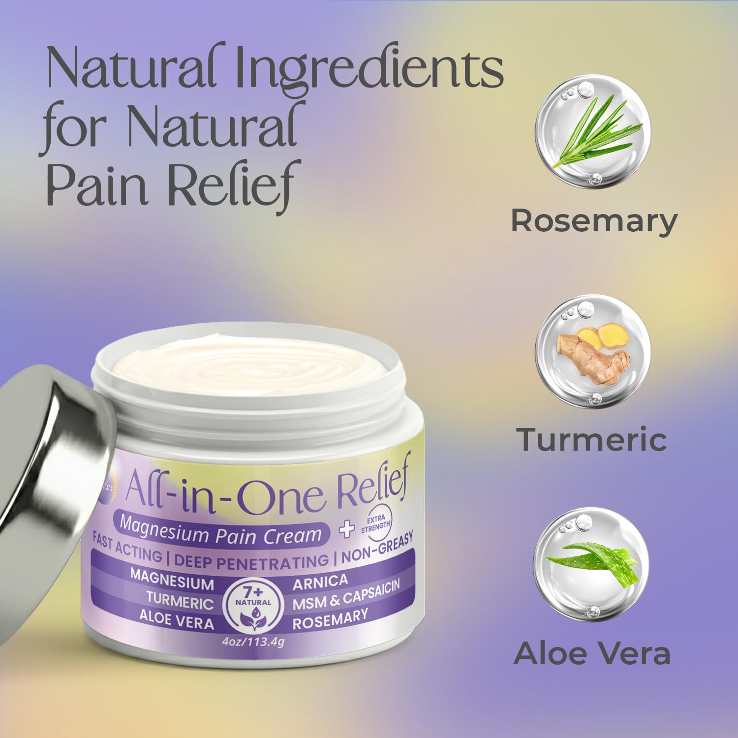 PURPLE CANYON All in One Magnesium Pain Cream – Natural Pain Relief Cream with Arnica, MSM & Capsaicin for Muscle & Joint Support – Fast-Absorbing, Non-Greasy Formula with Aloe Vera & Turmeric PURPLE CANYON Au supplements