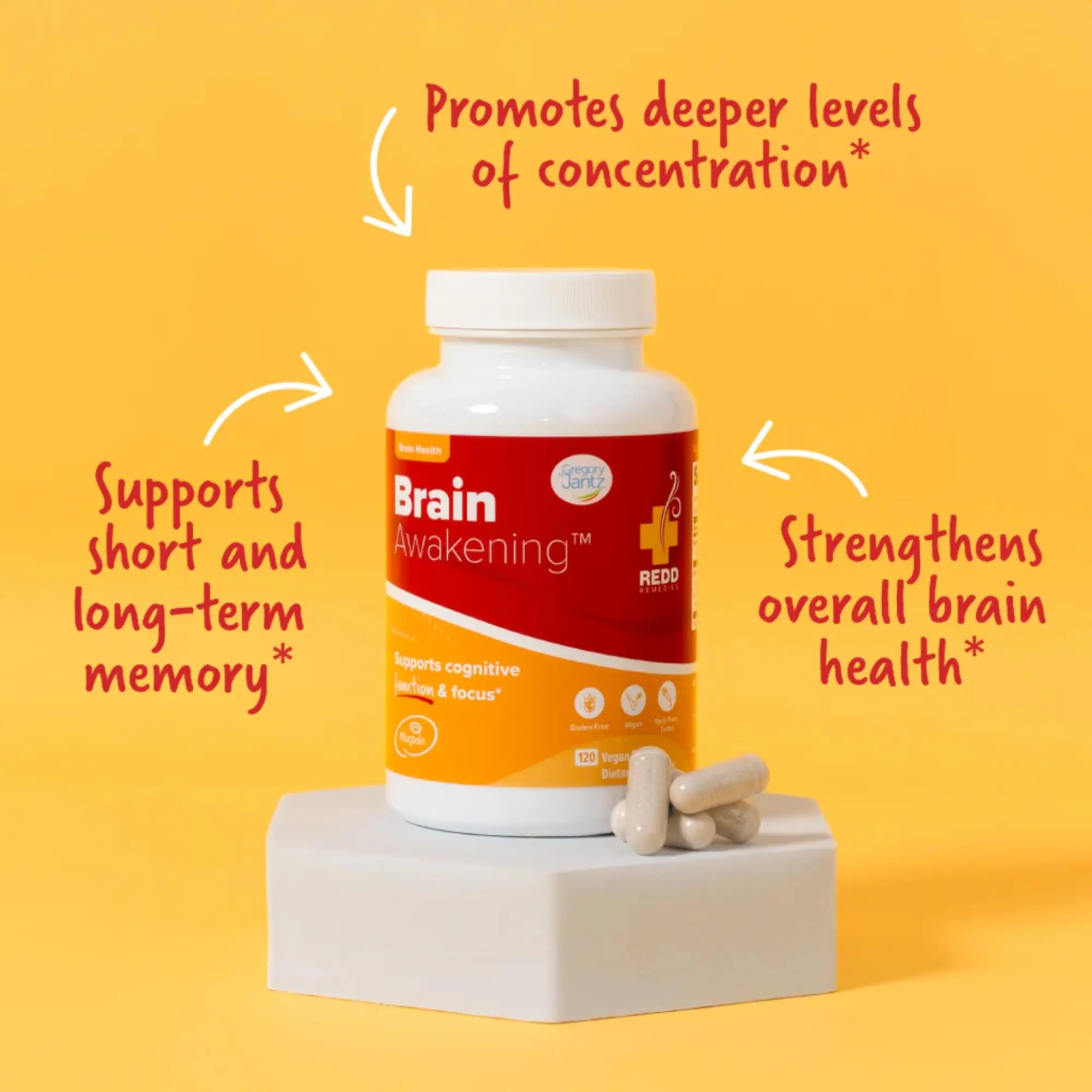 Redd Remedies, Brain Awakening, Supports Cognitive Function and Focus, 120 Vegan Capsules Redd Remedies Au supplements