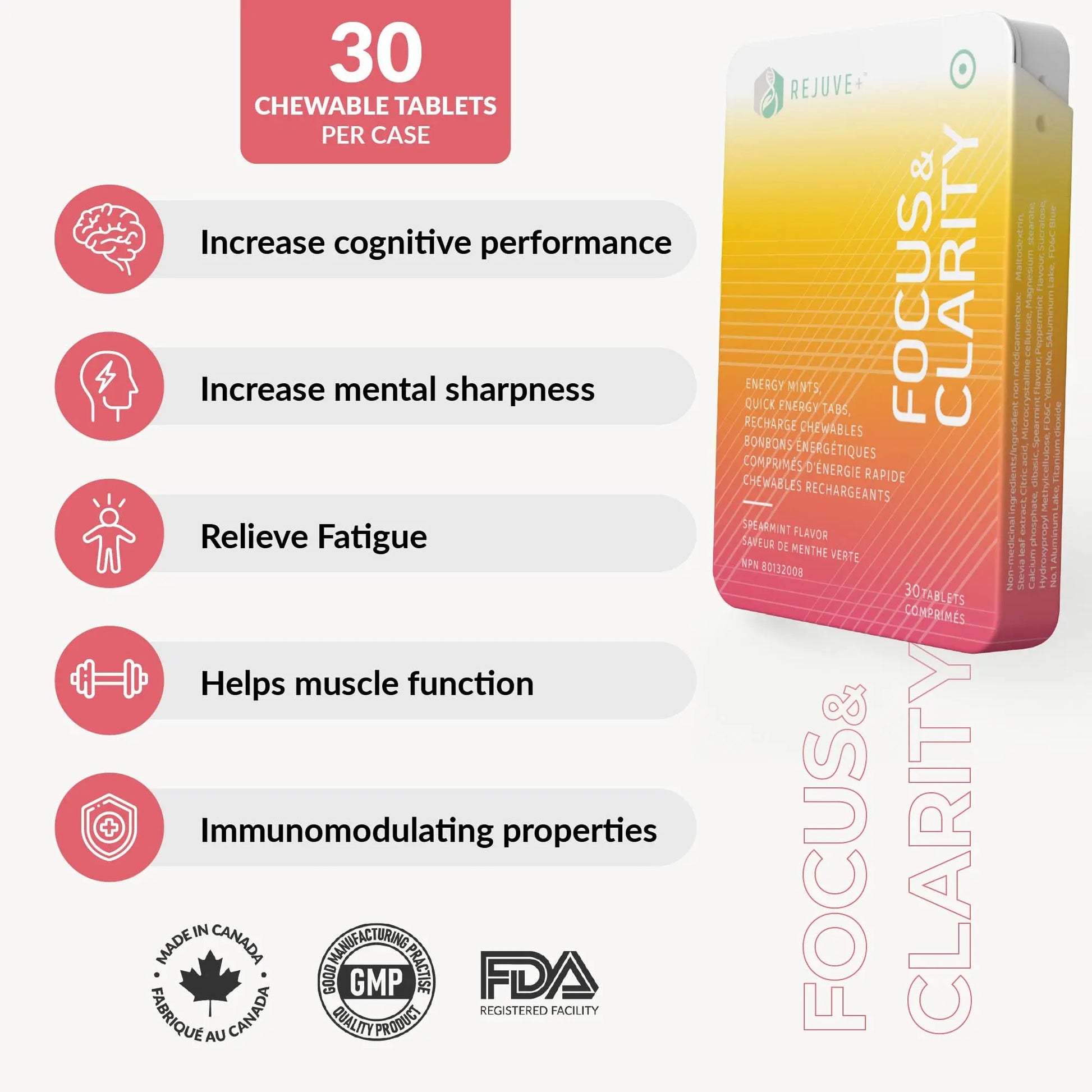 REJUVE+ Focus & Clarity Nootropic Supplement – Brian Boost | L-Theanine, Caffeine, Lion’s Mane, Magnesium, Vitamin B6 & B12 | Brain Support, Memory, Focus & Energy | Mint Flavor (30 Chewables) (1) REJUVE+ Au supplements