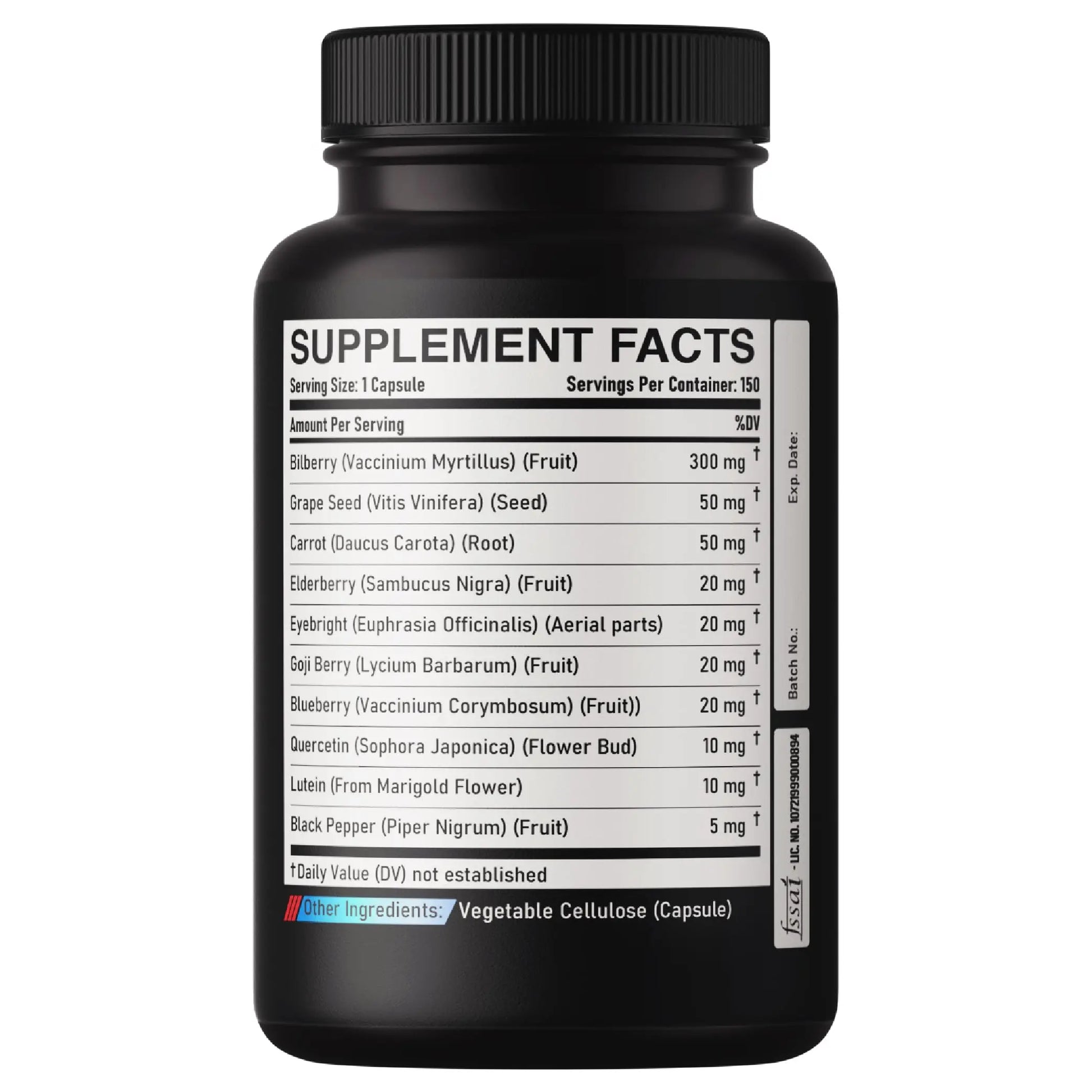 DEDICAD 20:1 Bilberry Extract Capsules - 5 Month Supply - Support Eyes, Vision & Heart Health - 10in1 Plus Grape Seed, Carrot, Elderberry, Eyebright & Others - 150 Counts DEDICAD Au supplements