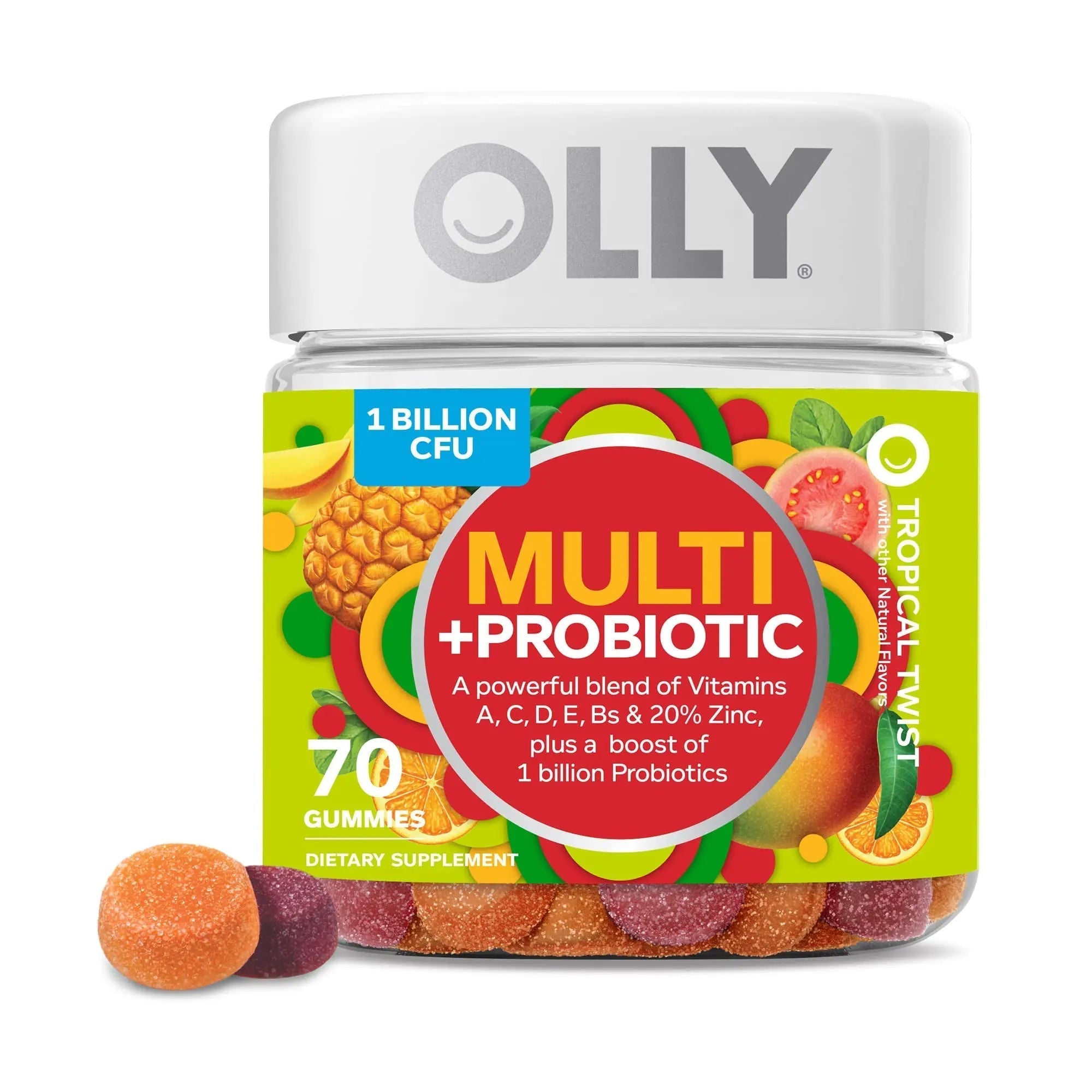 OLLY Multi + Probiotic Adult Multivitamin Gummy, 1 Billion CFUs, Digestive and Immune Support & Metabolism Gummy Rings, Apple Cider Vinegar, Vitamin B12, Chromium, Energy and Digestive Health OLLY Au supplements