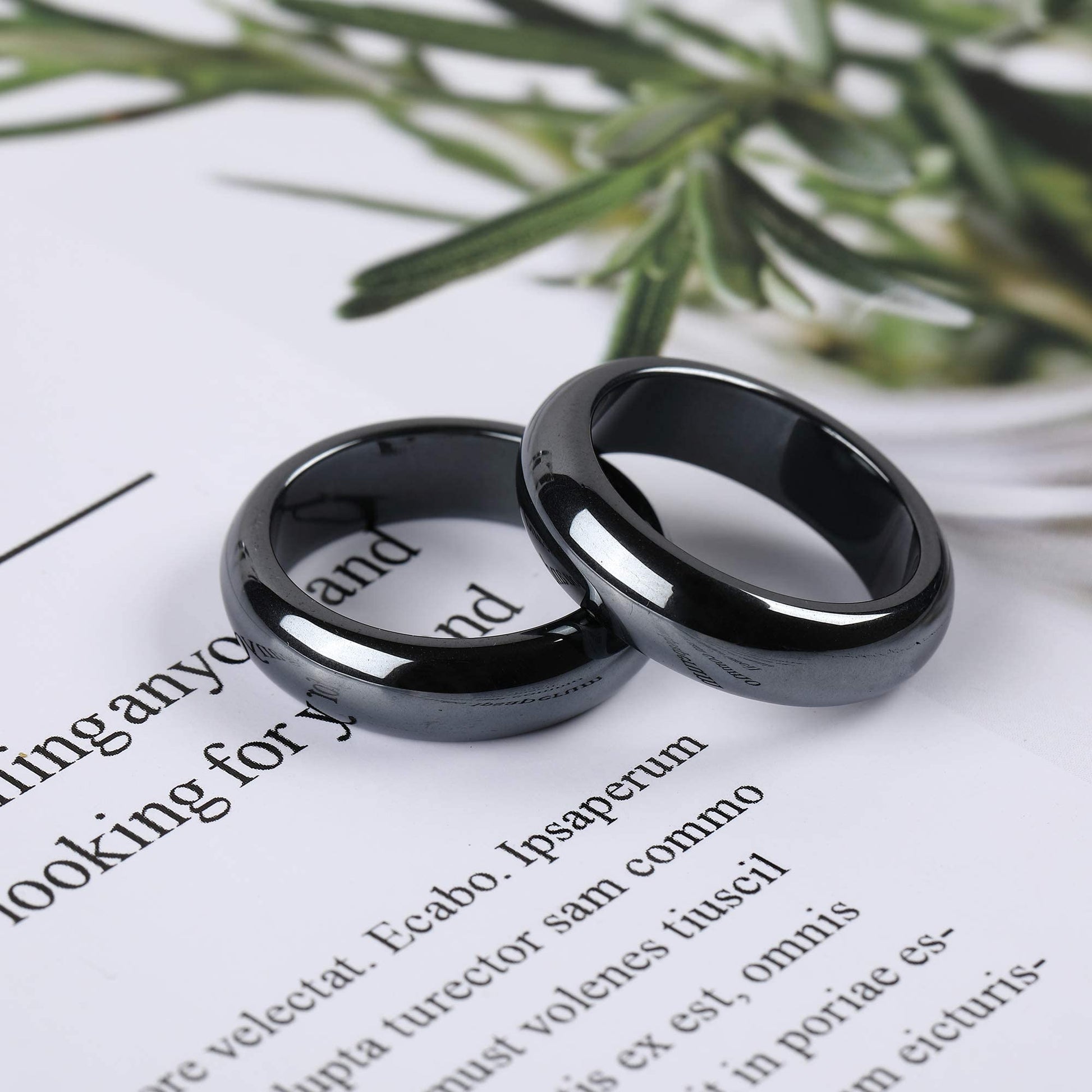 2PCS Genuine Hematite Ring for Women Men Unisex, Black Hematite Stone Ring Anxiety Balance Yhluck Au supplements