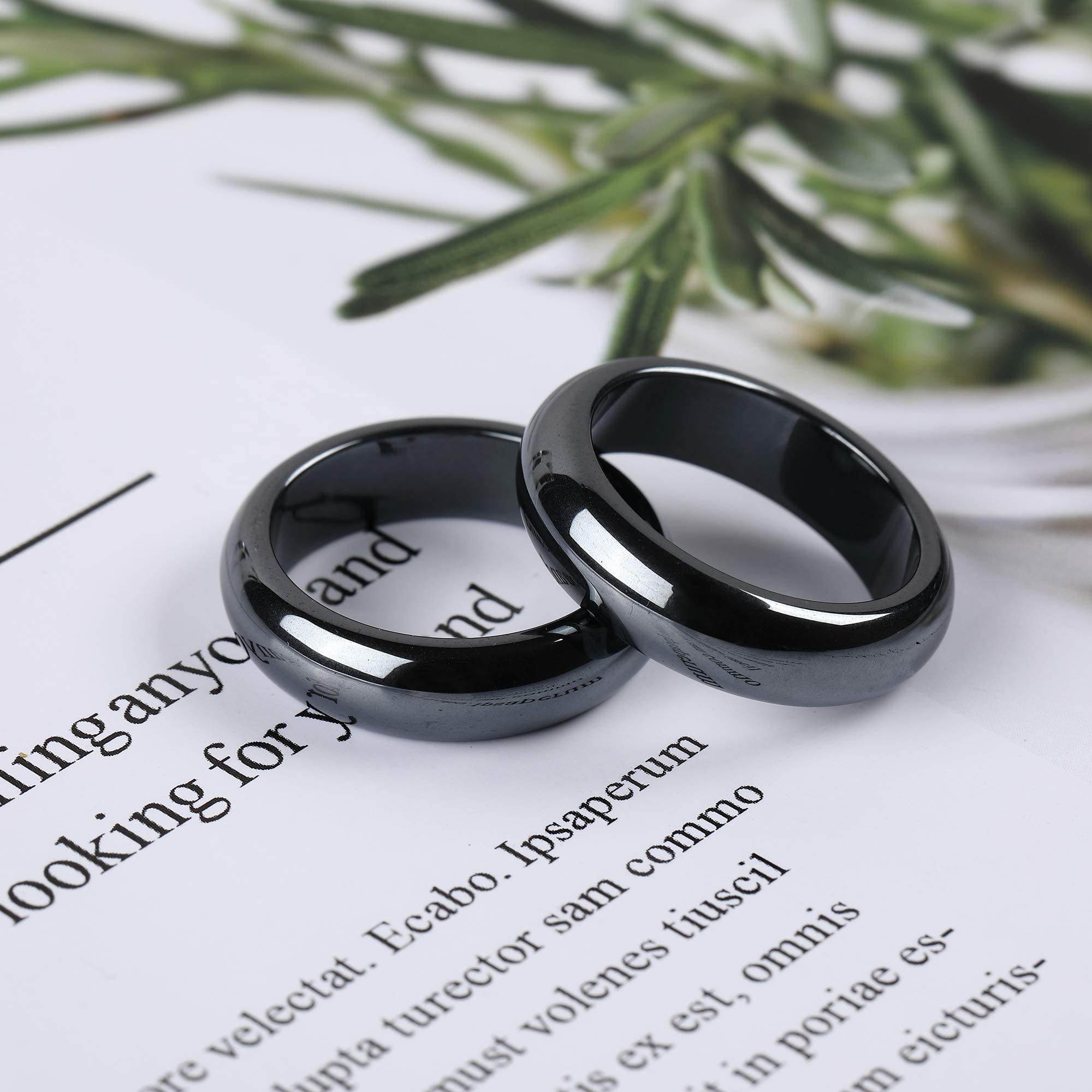2PCS Genuine Hematite Ring for Women Men Unisex, Black Hematite Stone Ring Anxiety Balance Yhluck Au supplements