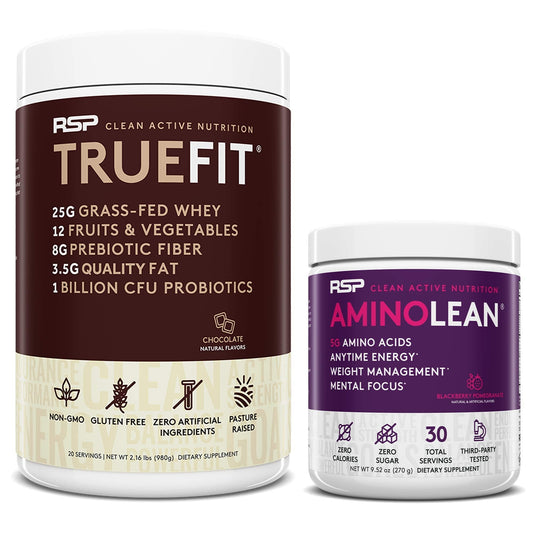 RSP NUTRITION TrueFit Protein Powder (Chocolate 2 LB) with AminoLean Pre Workout RSP NUTRITIONAU supplements