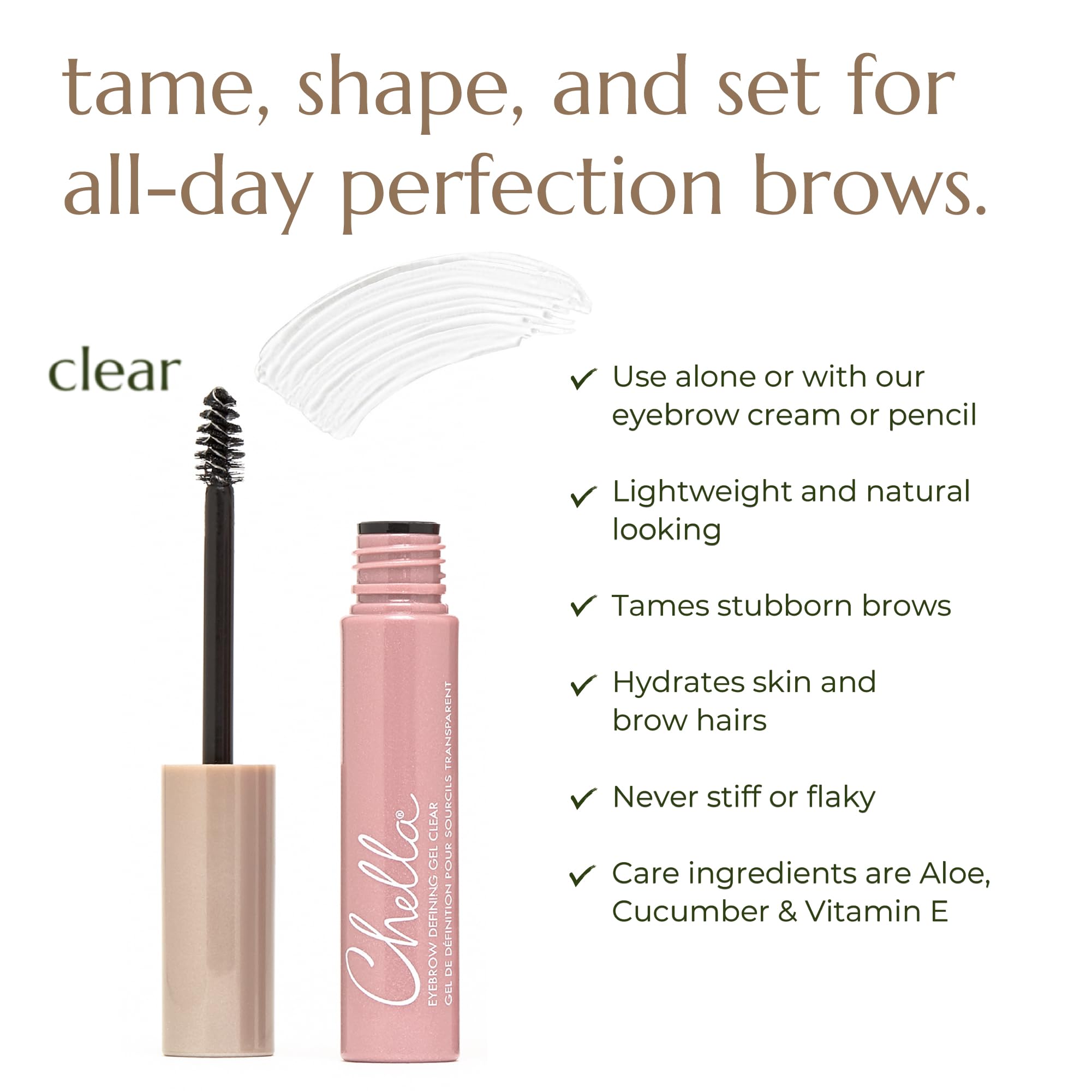 Chella Eyebrow Gel, Defining Clear Eyebrow Gel - Lightweight Formula for Natural, Long Lasting Makeup - Vegan, Cruelty Free, Paraben Free, Gluten Free Chella Au supplements