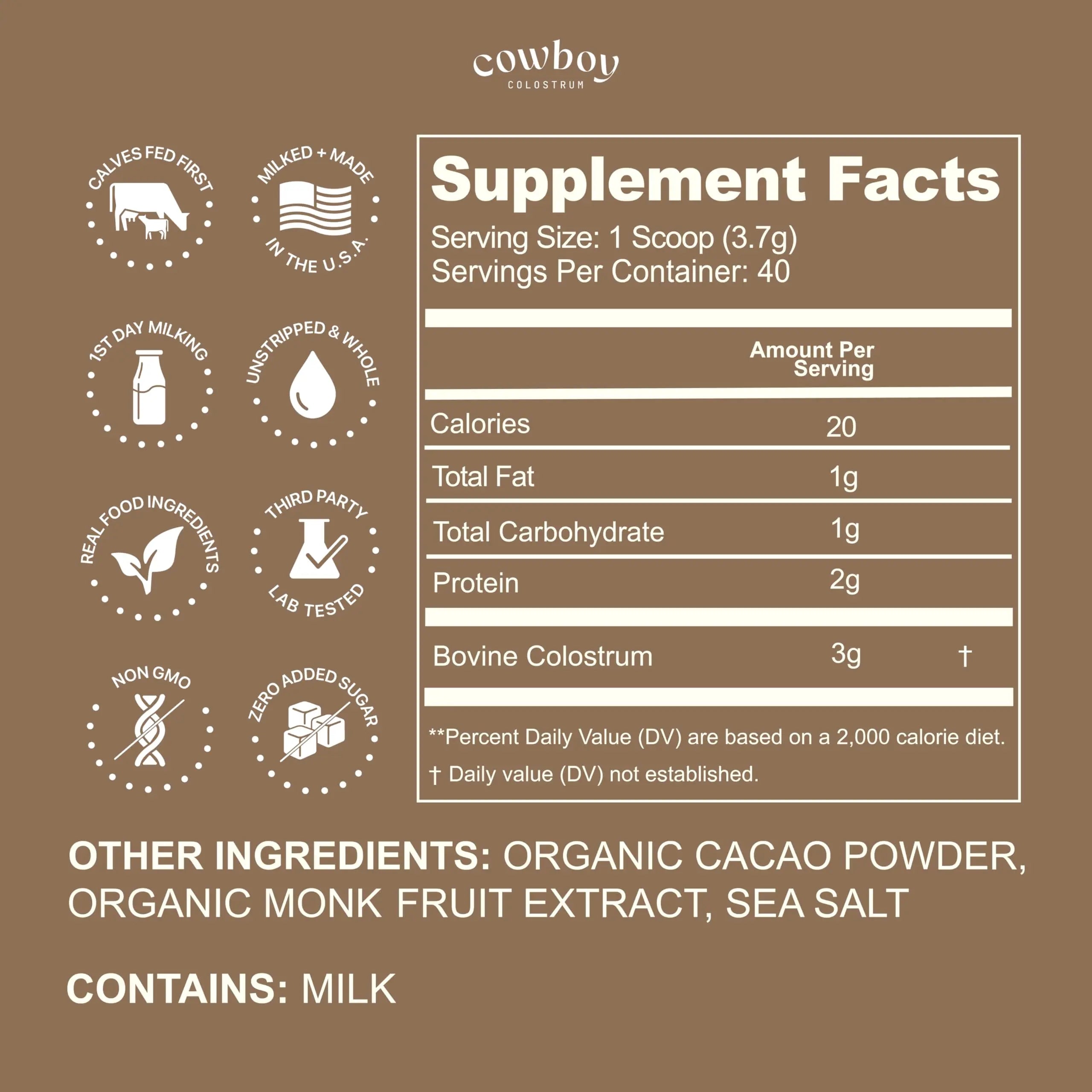 Cowboy - The Exclusive 1st Milking, Whole, Grass Fed Colostrum Supplement for Full Body Health - Sugar Free Bovine Colostrum Powder Packed with Bioactive(Vanilla & Chocolate) Nutrients COWBOY COLOSTRUM Au supplements