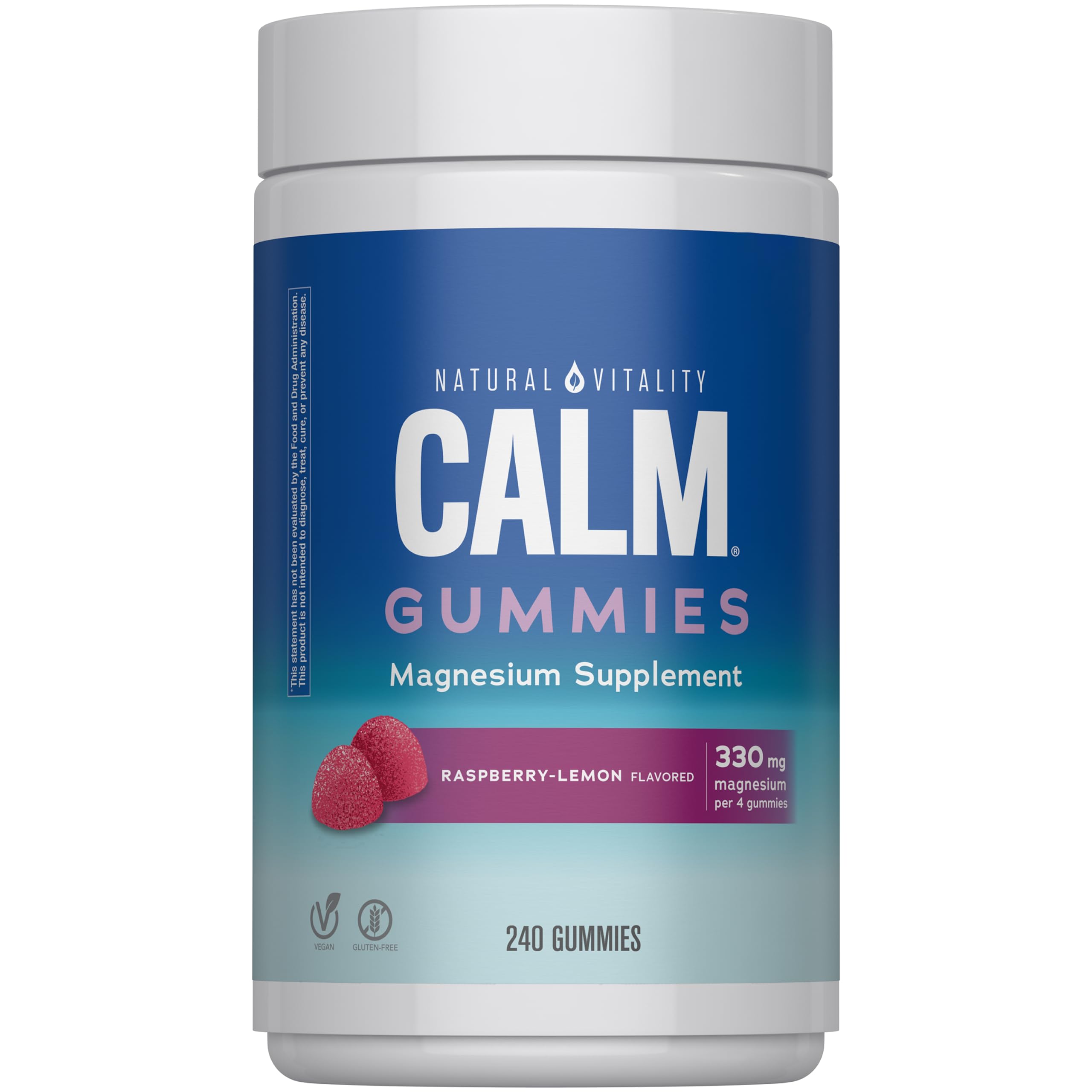 Natural Vitality Calm Magnesium Gummies | 330mg Per Serving | Raspberry Lemon Flavored Supplement | Gluten-Free & Vegan | 240 Count Natural Vitality Au supplements