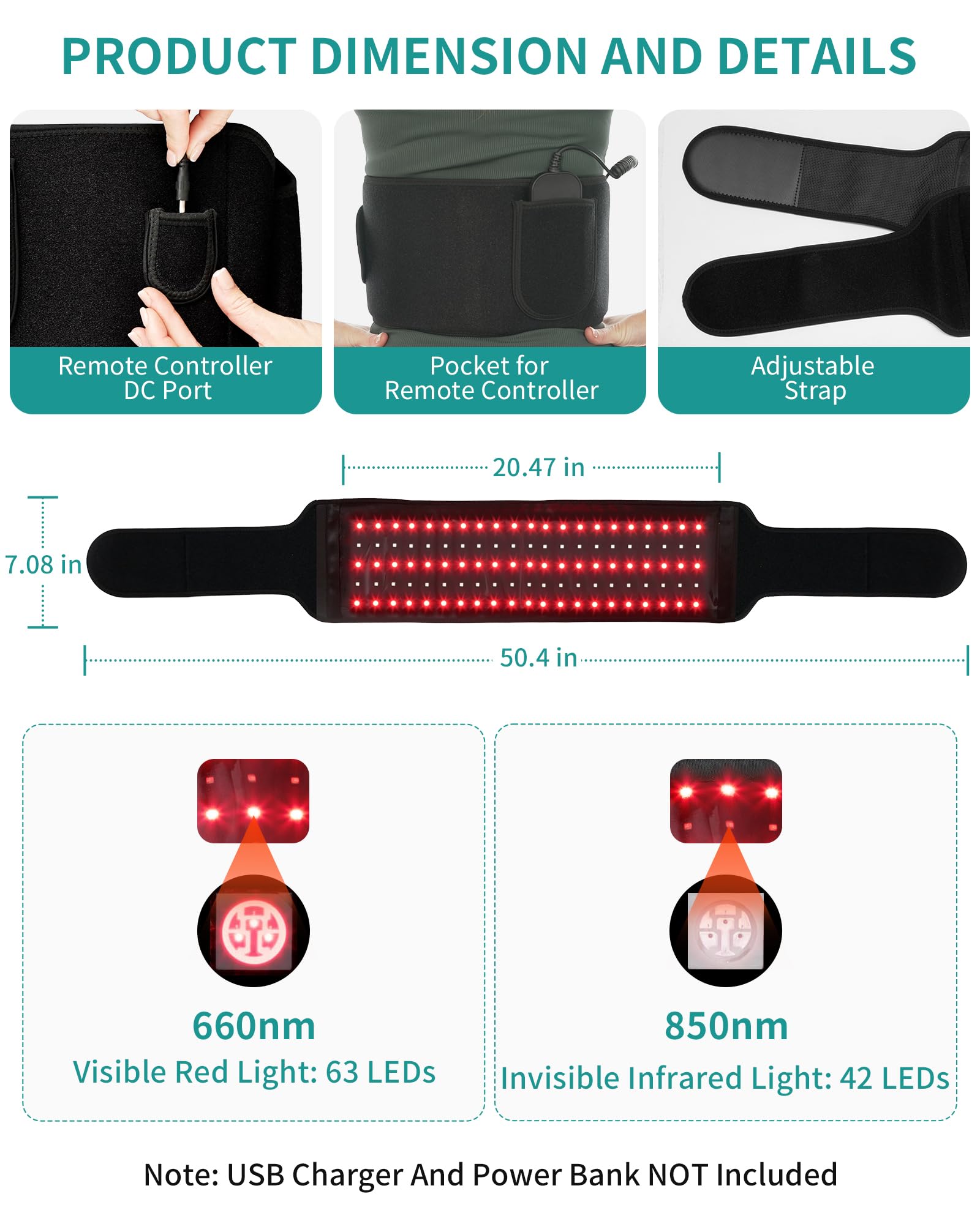 Nekteck Red Light Therapy Belt for Body, Wireless Near-Infrared Light Pad for Pain Relief, Inflammation Nekteck Au supplements