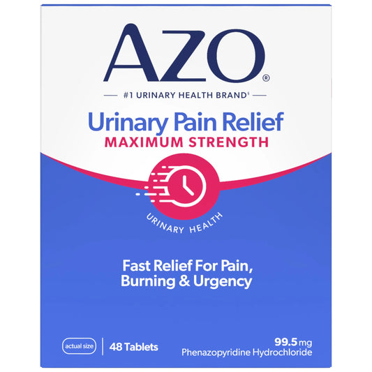 AZO Urinary Pain Relief Maximum Strength | Fast Relief of UTI Pain, Burning & Urgency | Targets Source of Pain | #1 Most Trusted Brand | 48 Tablets AZOAU supplements