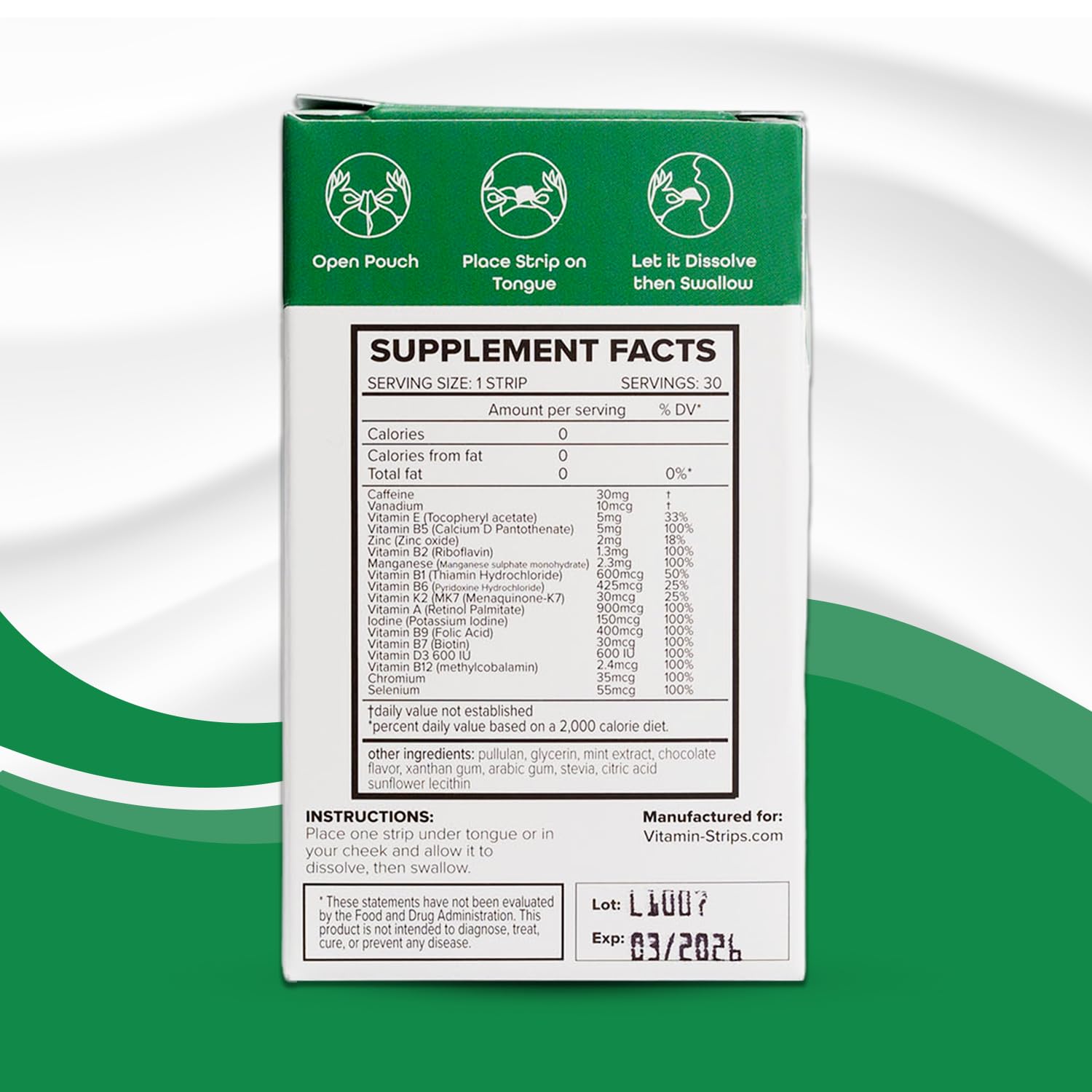 Peak Performance Energy Strips — Vegan, Gluten Free, Soy Free & Sugar-Free Breath Strips w/Caffeine, 18 Vitamins & Minerals — Instant Energy Boost Chocolate Mint Dietary Supplement — 30 Oral Strips Vitamin-Strips Au supplements