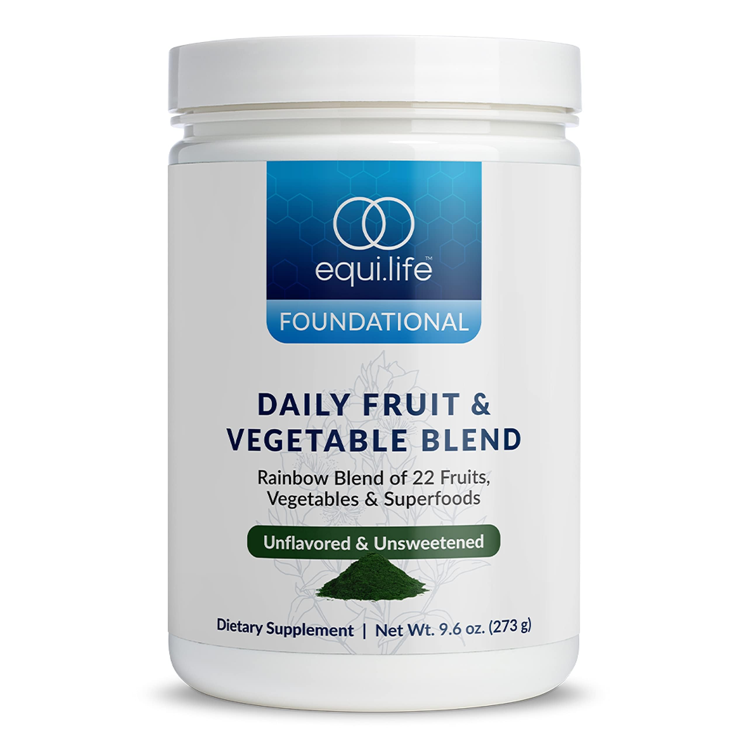 Equilife Daily Fruit & Vegetable Blend, Superfood Antioxidant Supplement with 22 Organic Fruits & Vegetables, Unflavored, Vitamin C, Fiber, 9 Essential Amino Acids, Supports Energy, 30 Servings Tub Equilife Au supplements