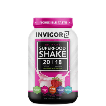 INVIGOR8 Superfood Grass Fed Whey Protein Isolate Shake Natural Strawberry Gluten-Free INVIGOR8 Au supplements