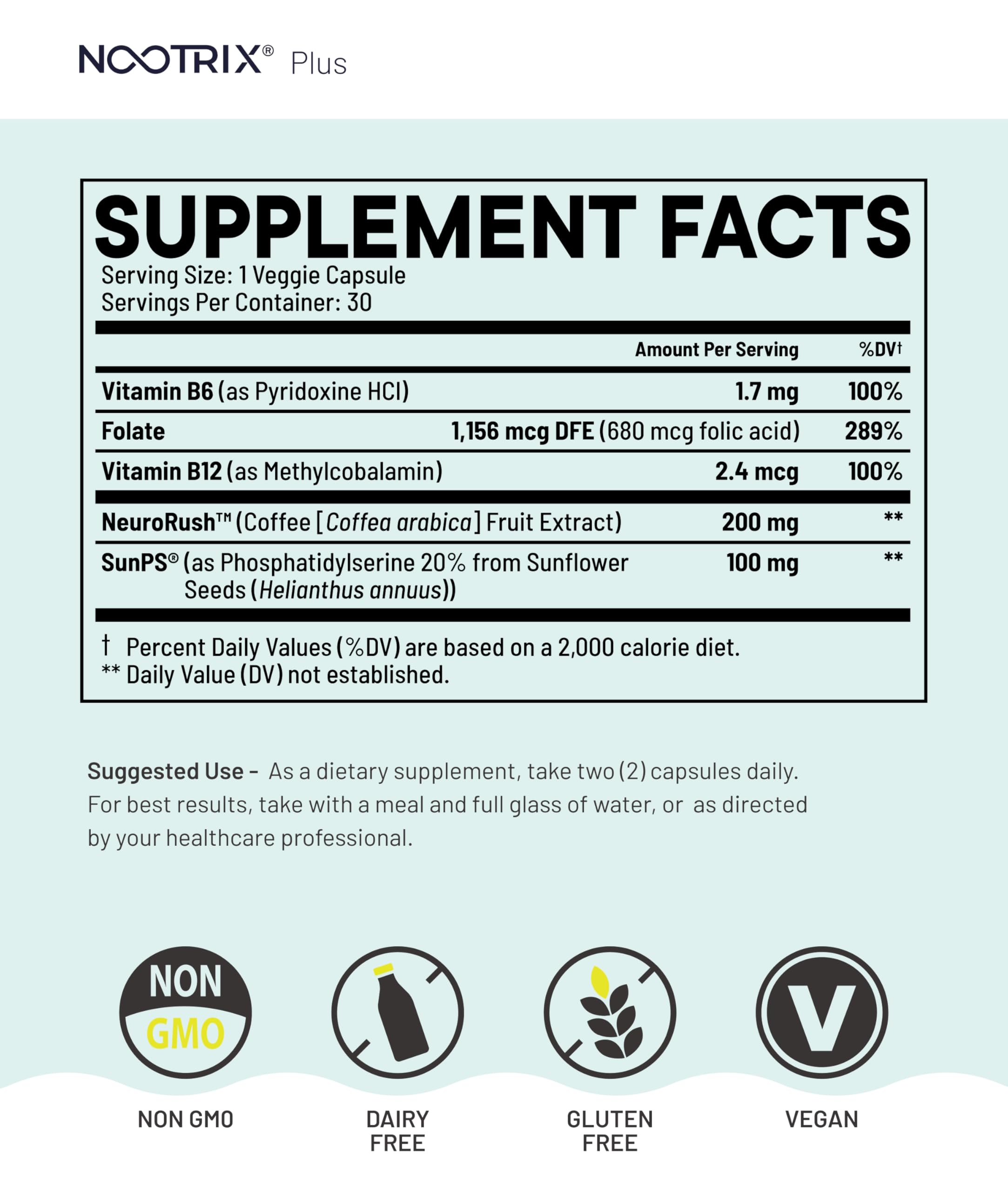 Nootrix Brain Plus Nootropic Supplement | Supports Memory, Mental Focus, Cognitive Health & Energy | Promotes Healthy Mood & Brain Function | Vitamin B1, Vitamin B6 & Vitamin B12 | 30 Capsules Nootrix Au supplements