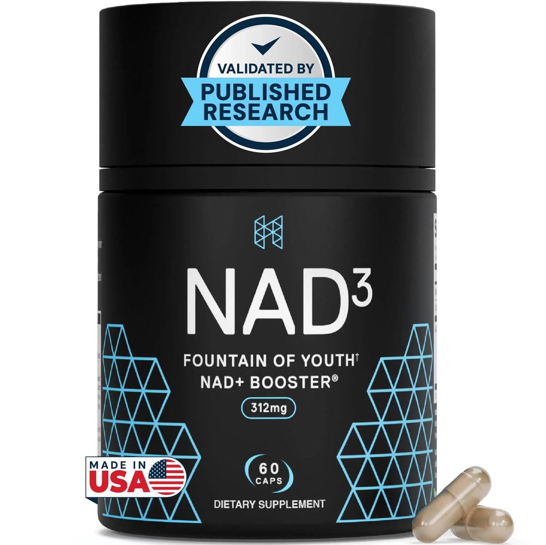 HPN NAD3 Clinical NAD+ Booster, Cellular Health & Natural Energy - NAD Supplement for Healthy Aging, Metabolic Support, NRF2 & Longevity, Nicotinamide Riboside & NMN Alternative, 60ct, 30-Day Supply HPN uk supplements