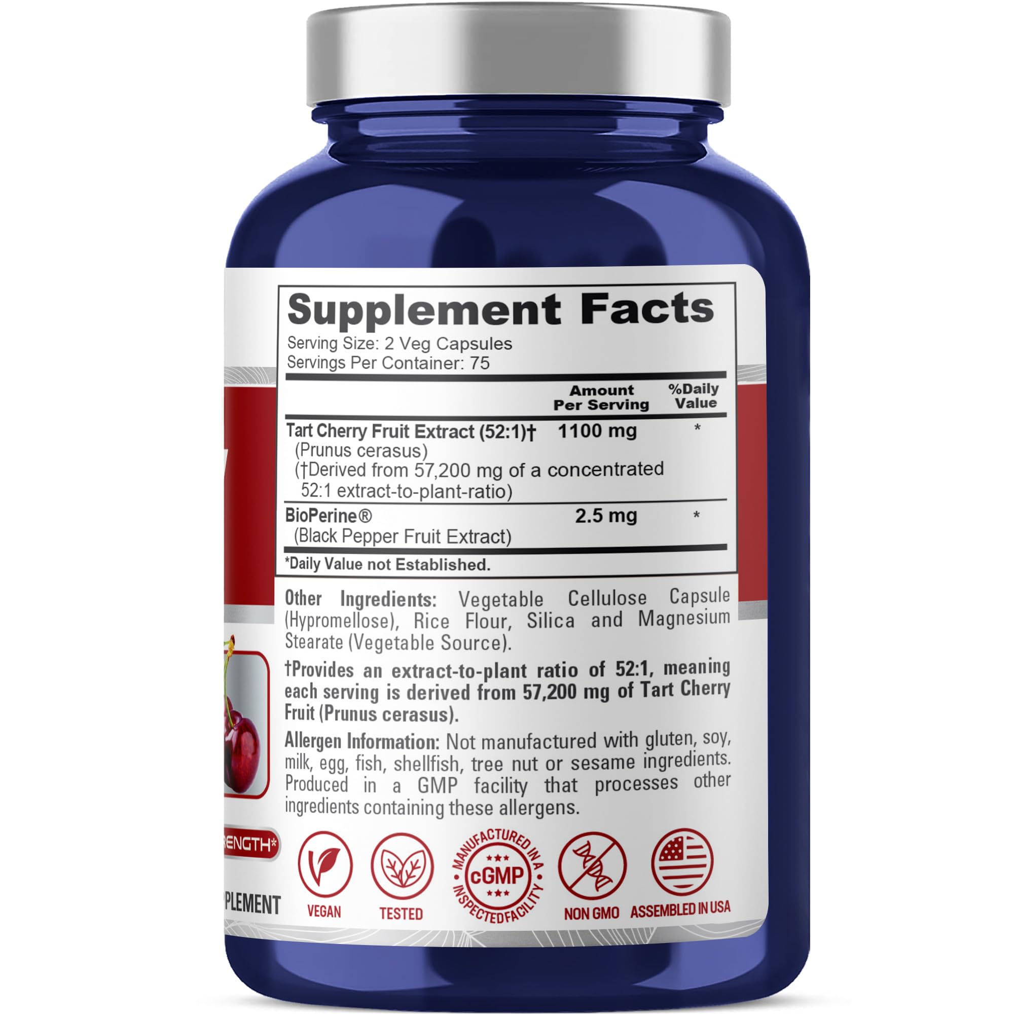 NusaPure Tart Cherry 57,200mg per Caps, 150 Count, Vegan, Non-GMO, Gluten Free NusaPure Au supplements