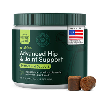 Wuffes Advanced Dog Hip and Joint Supplement with Glucosamine, Chondroitin, Omega 3, MSM, and Green Lipped Mussel, 60 Pork Flavored Chews for Small and Medium Dog Breeds Wuffes Au supplements