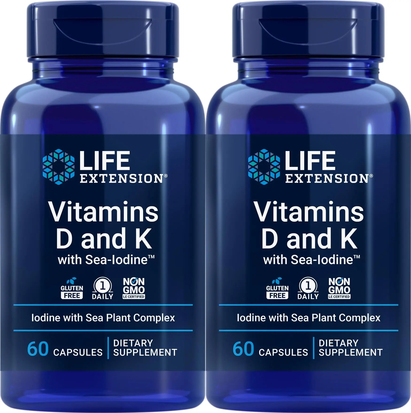 Life Extension Vitamins D and K with Sea-Iodine 60 Capsules (2pack) Life Extension Au supplements