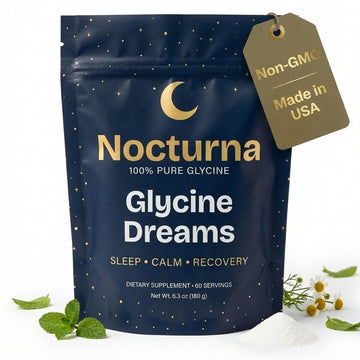 Nocturna Glycine Supplement – 100% Pure 3g Glycine Powder for Sleep, Calm & Recovery – USA Made Sleep Aid for Men & Women – Non-GMO & Completely Natural - 6.3Oz for 60 Servings Nocturna Au supplements