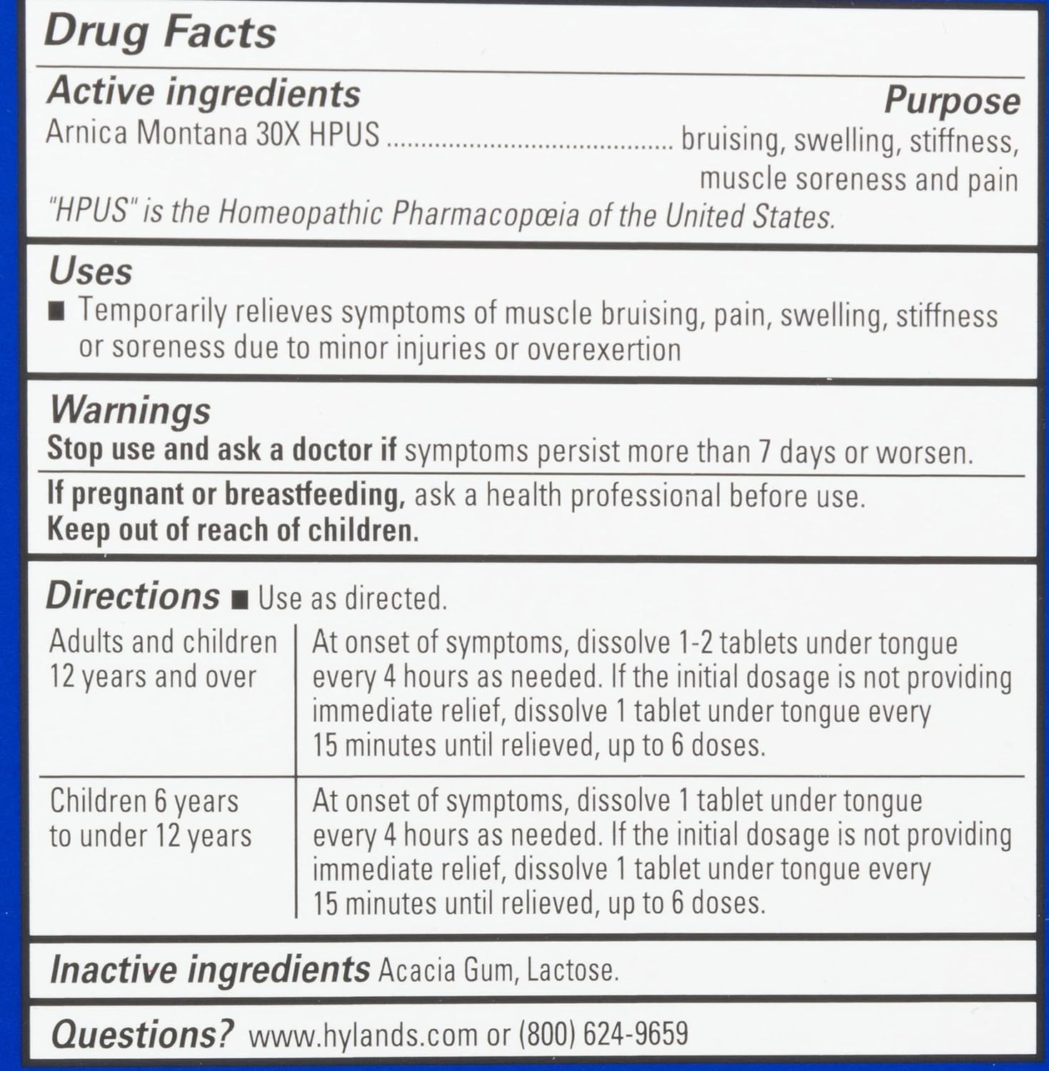 Hyland's Naturals Arnica Montana 30x Tablets, Natural Relief of Bruises, Swelling & Muscle Soreness Hyland's Au supplements