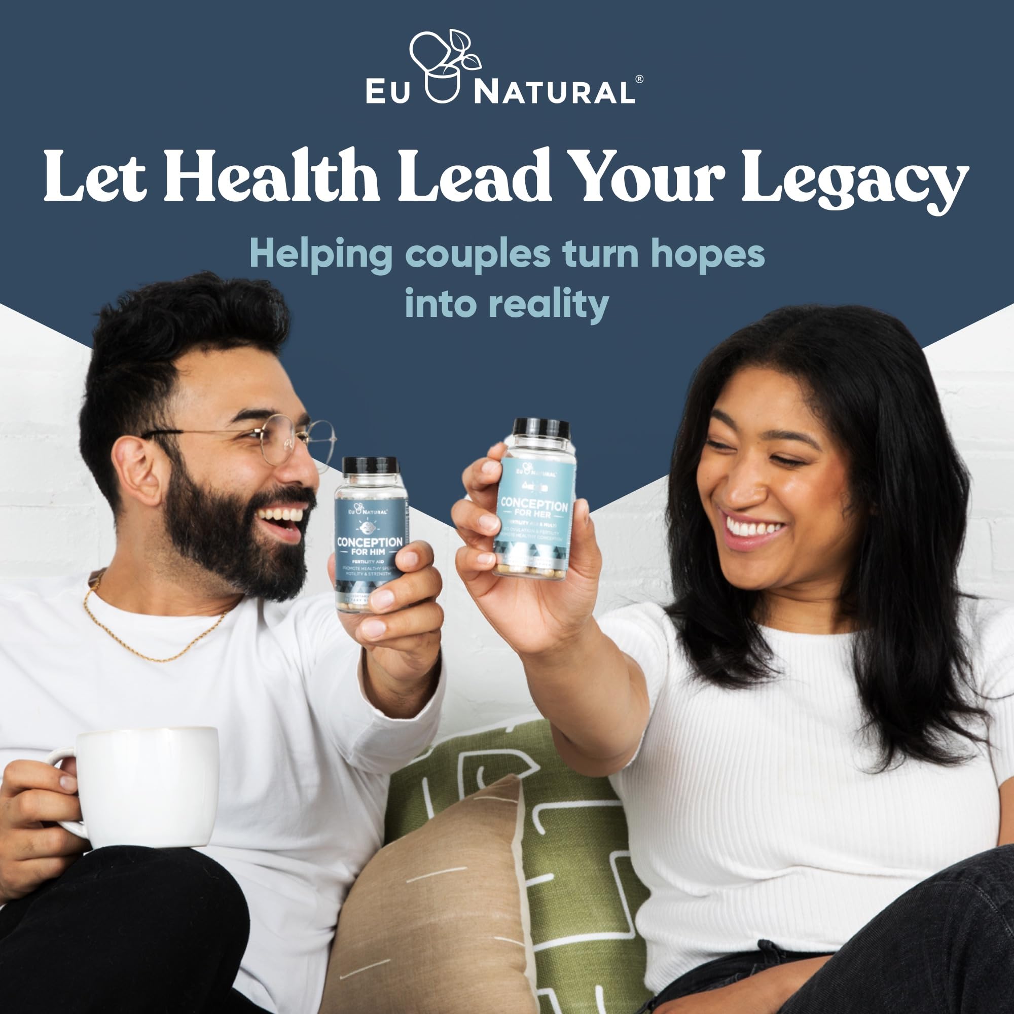 Eu Natural Conception for Him - Male Fertility Supplements with Ashwagandha, Folate & Zinc - Sperm Count, Motility & Strength Support - Fertility Support for Men, 60 Vegetarian Capsules Eu Natural Au supplements