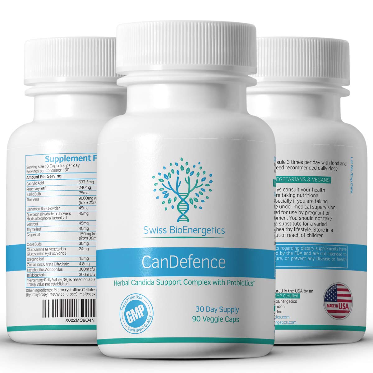 CanDefence - Candida Cleanse Ultimate Extra Strength All-in-ONE Formulation with Caprylic Acid, Probiotics and a synergistic Balance of 11 Different Botanicals - 90 Capsules swiss bioenergetics Au supplements