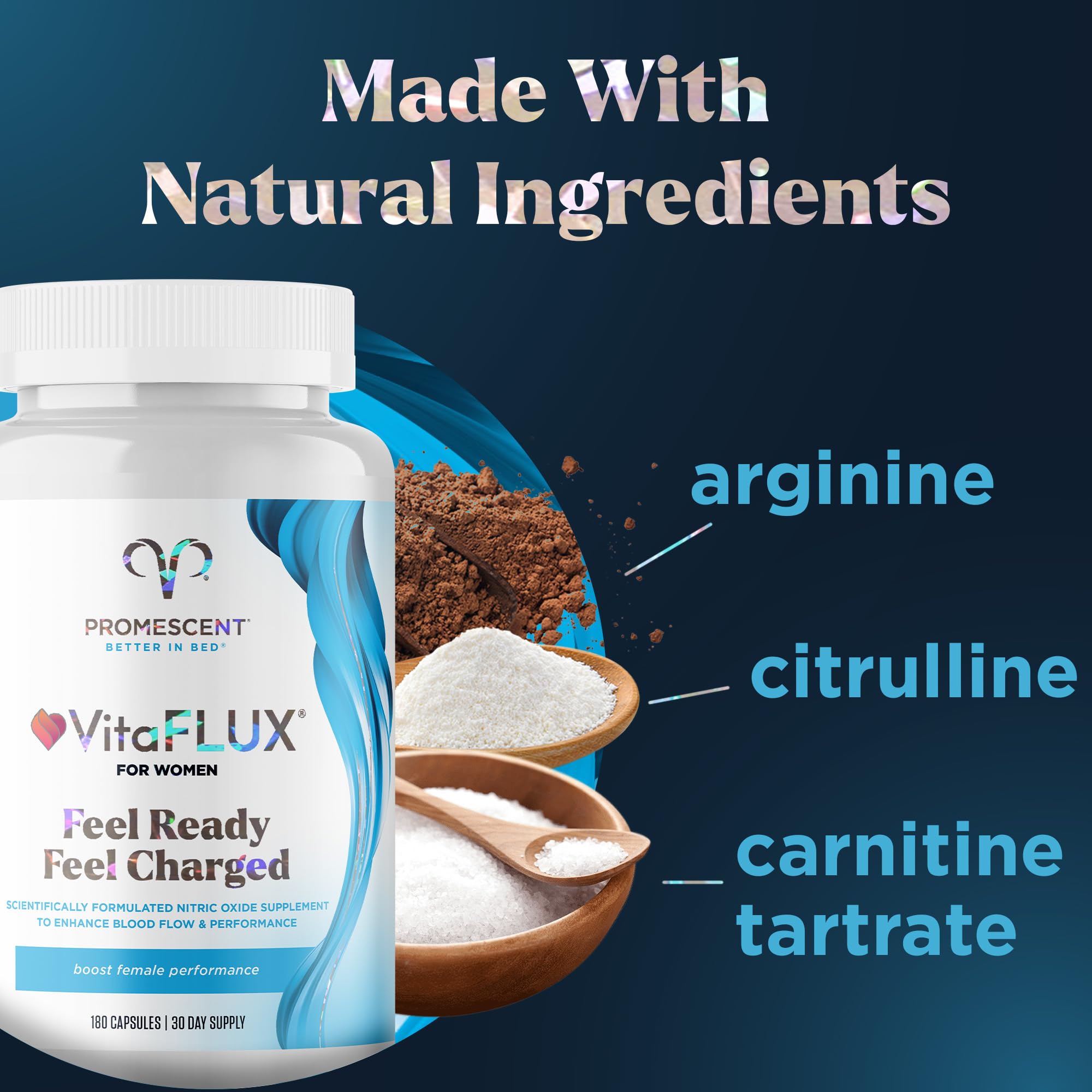 VitaFLUX Triple Power Nitric Oxide Supplement for Male Performance + VitaFLUX Women's Promescent Au supplements