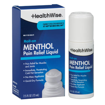 HealthWise 16% Menthol Roll-On | Cold Hot Sensation | Pain Relief Liquid | 2.5 oz. 73 mL | Non-Greasy Formula | Immediate Penetrating Action | Topical Analgesic HealthWise Au supplements